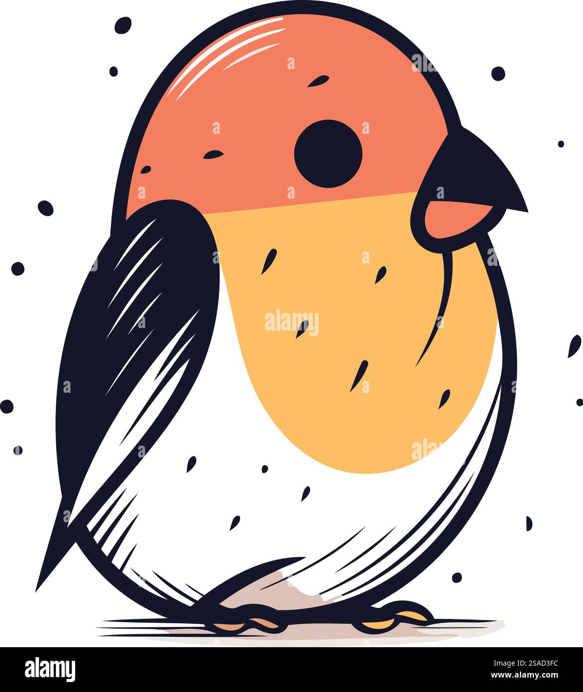 Vector illustration of cute bird. Isolated on white background. Flat ...