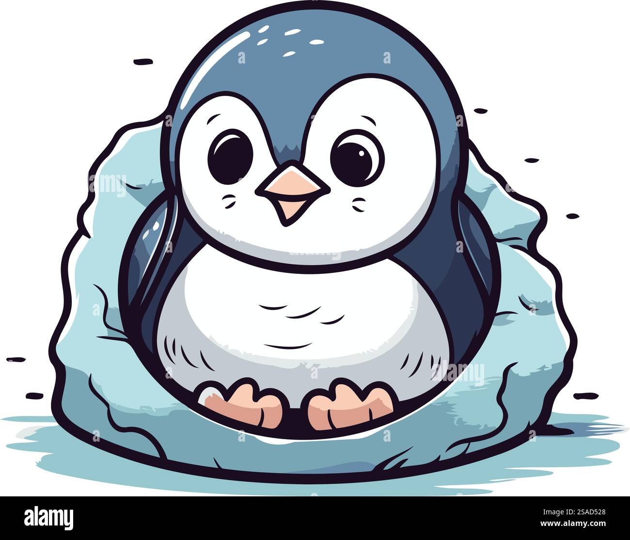 Cute penguin sitting in ice floe. Vector illustration Stock Vector ...