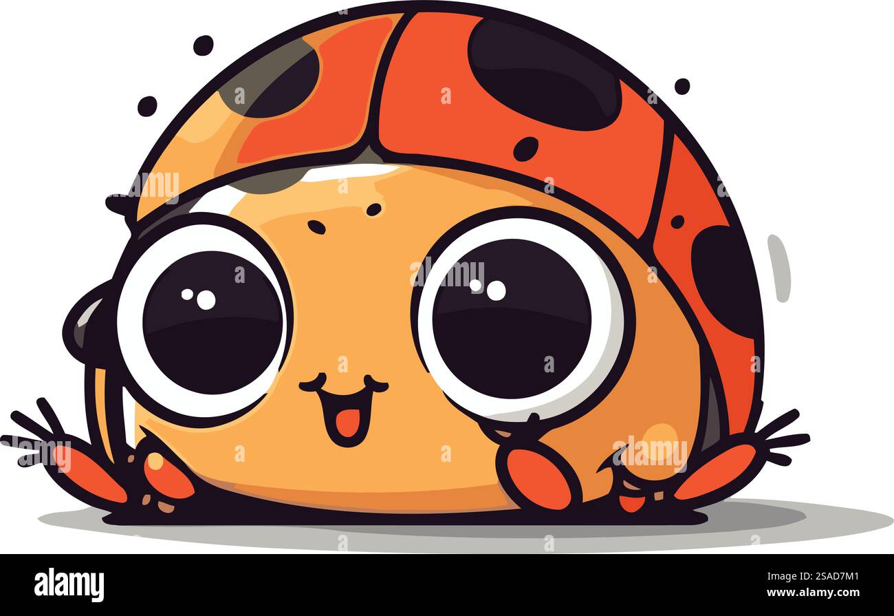 Cute ladybug cartoon character. Vector illustration isolated on white ...