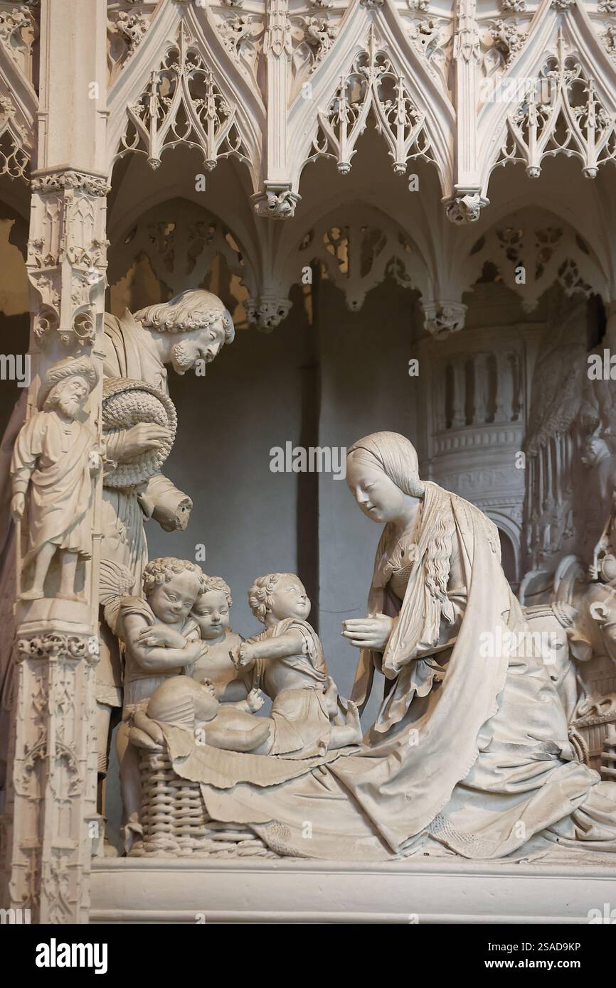 Chartres Nativity Notre Dame catholic cathedral, Chartres, France. Ambulatory sculptures ...