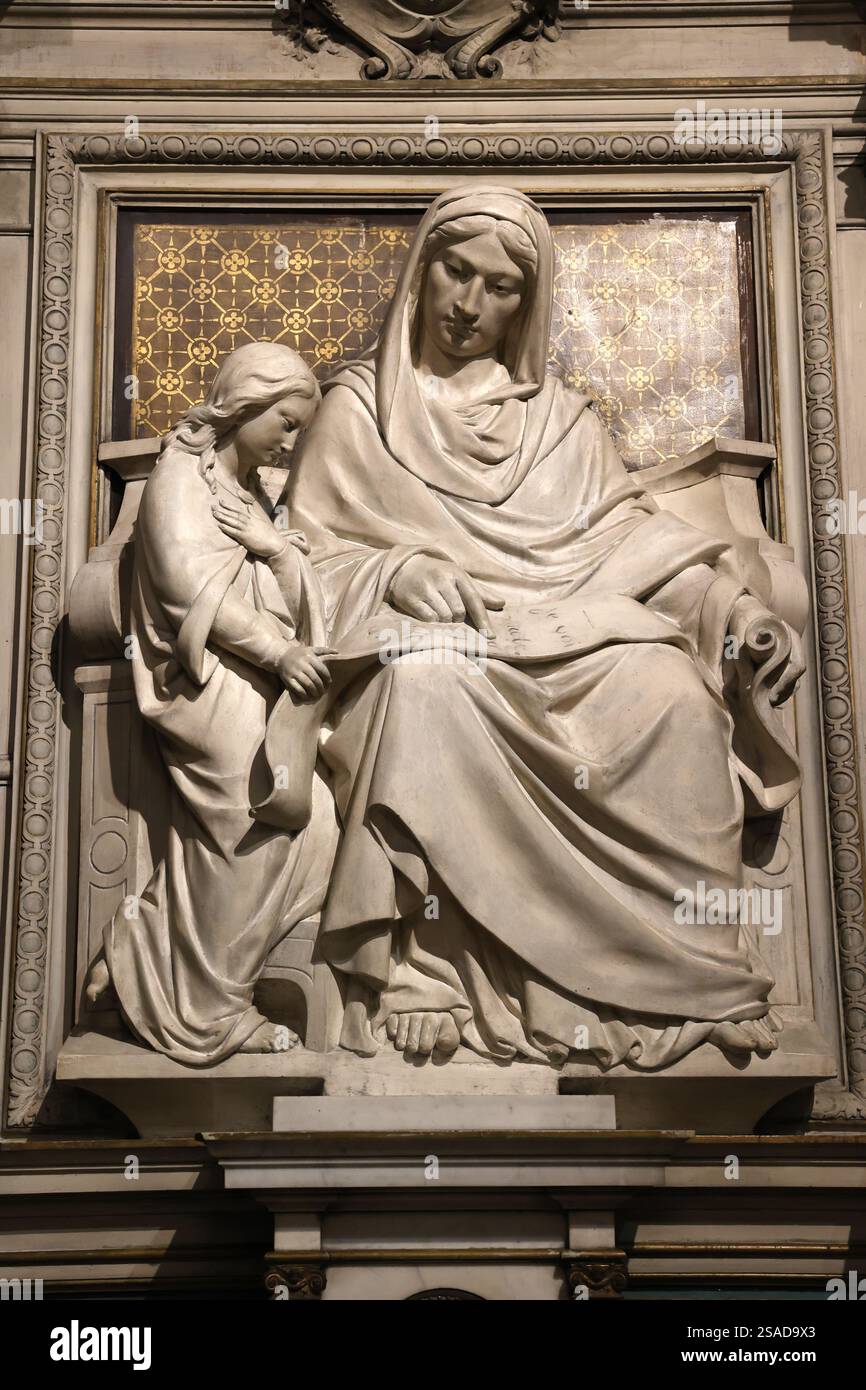 Notre Dame des Victoires church, Paris, France. Statue depicting St Ann ...