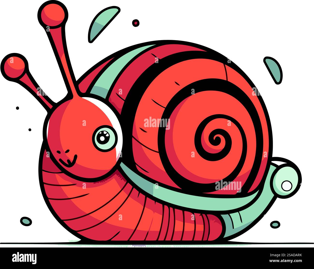 Cute cartoon snail. Vector illustration. Isolated on white background ...