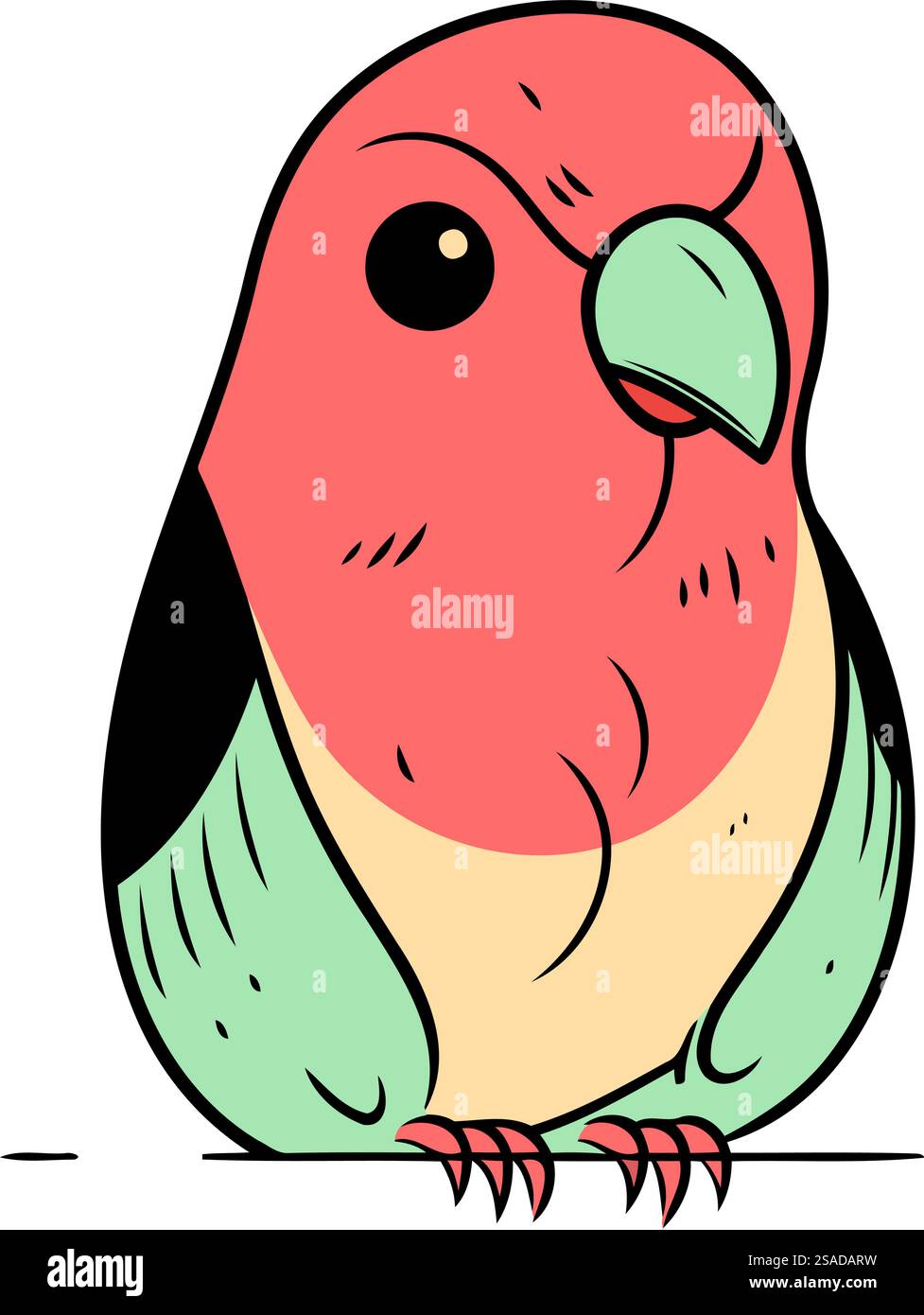 Cute parrot. Hand drawn vector illustration in cartoon style Stock ...