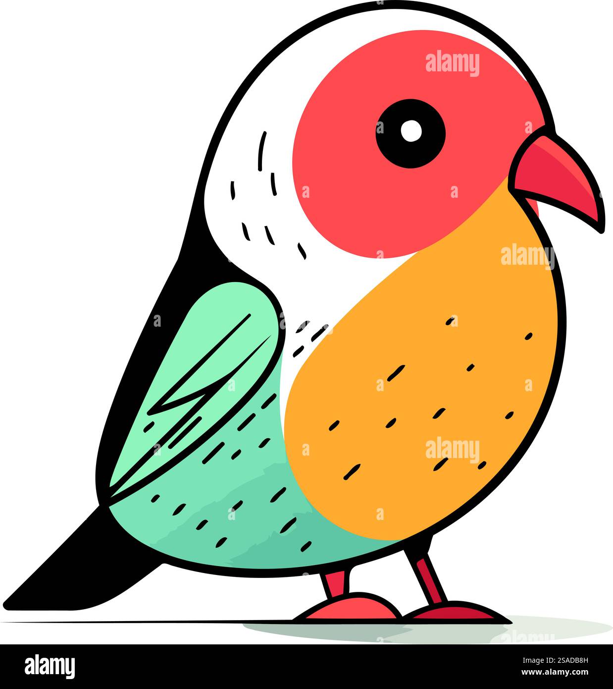 Vector illustration of cute little bird on white background. Flat style ...