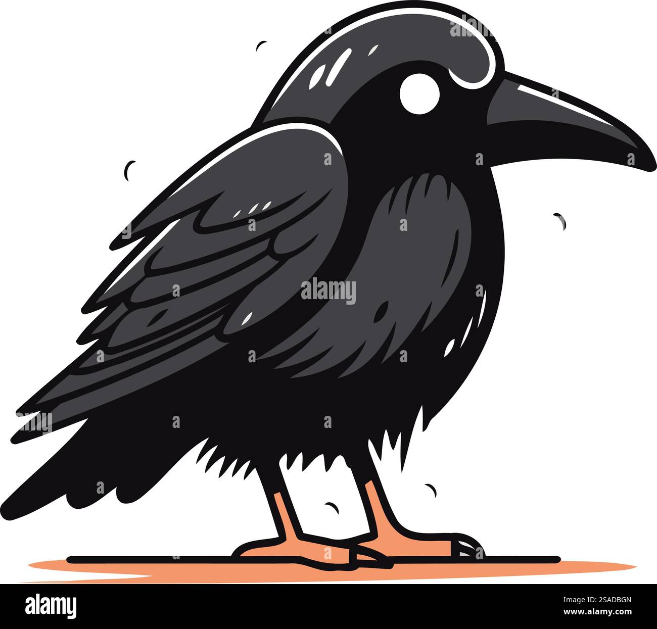Vector illustration of a crow on a white background. Black crow Stock ...