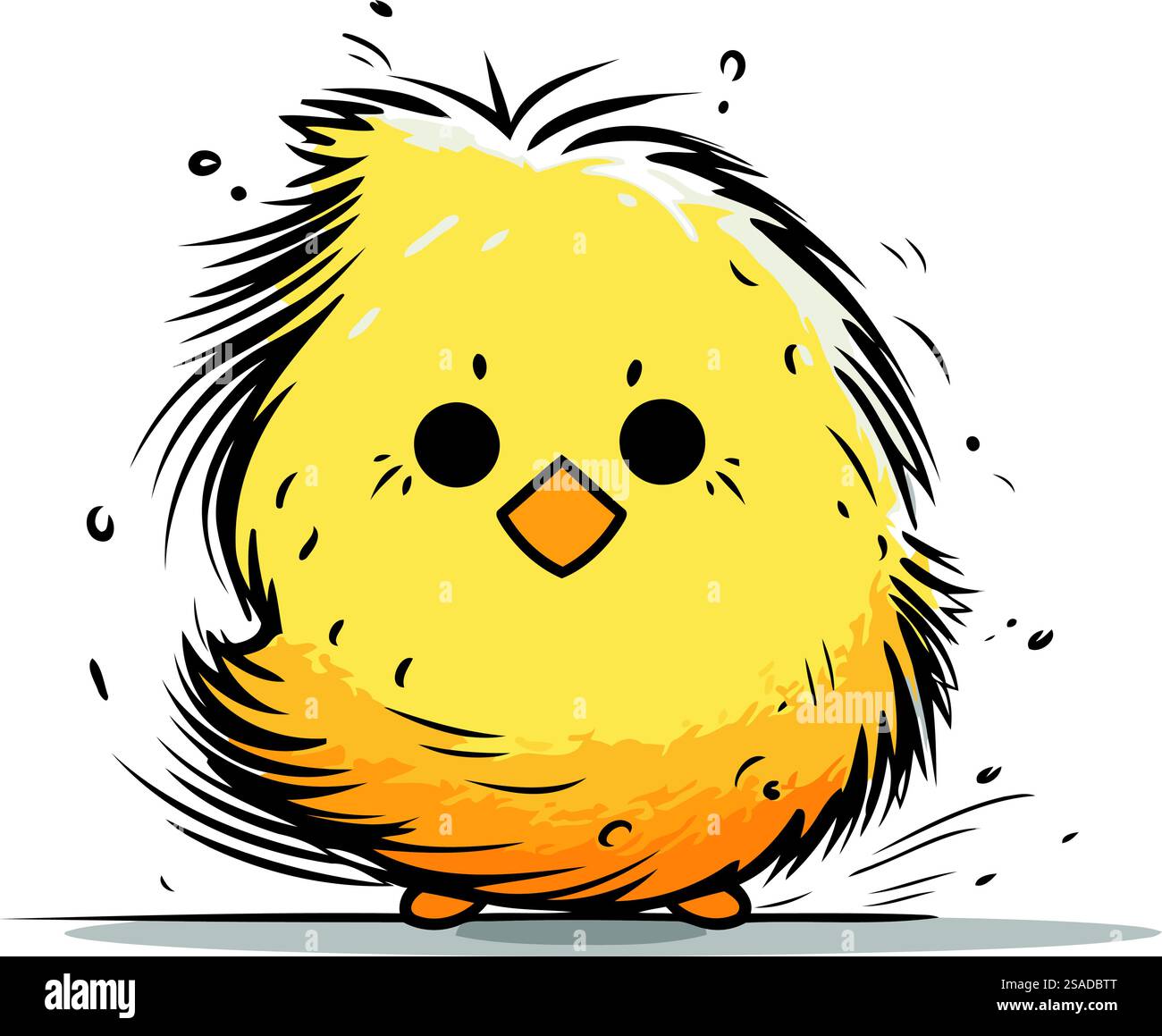 Cute little yellow chicken isolated on white background. Vector ...