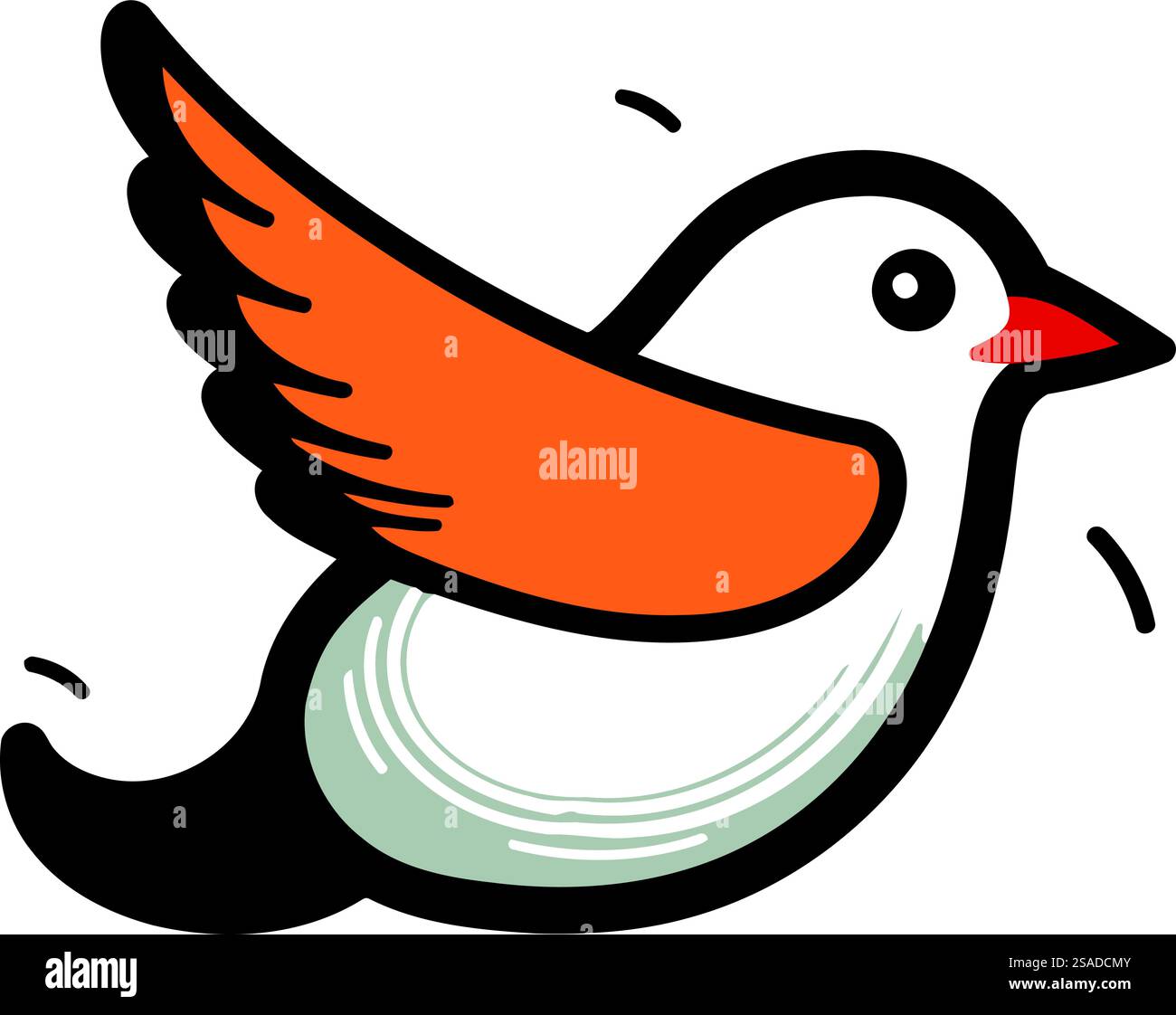Cartoon flying bird. Vector illustration isolated on a white background ...