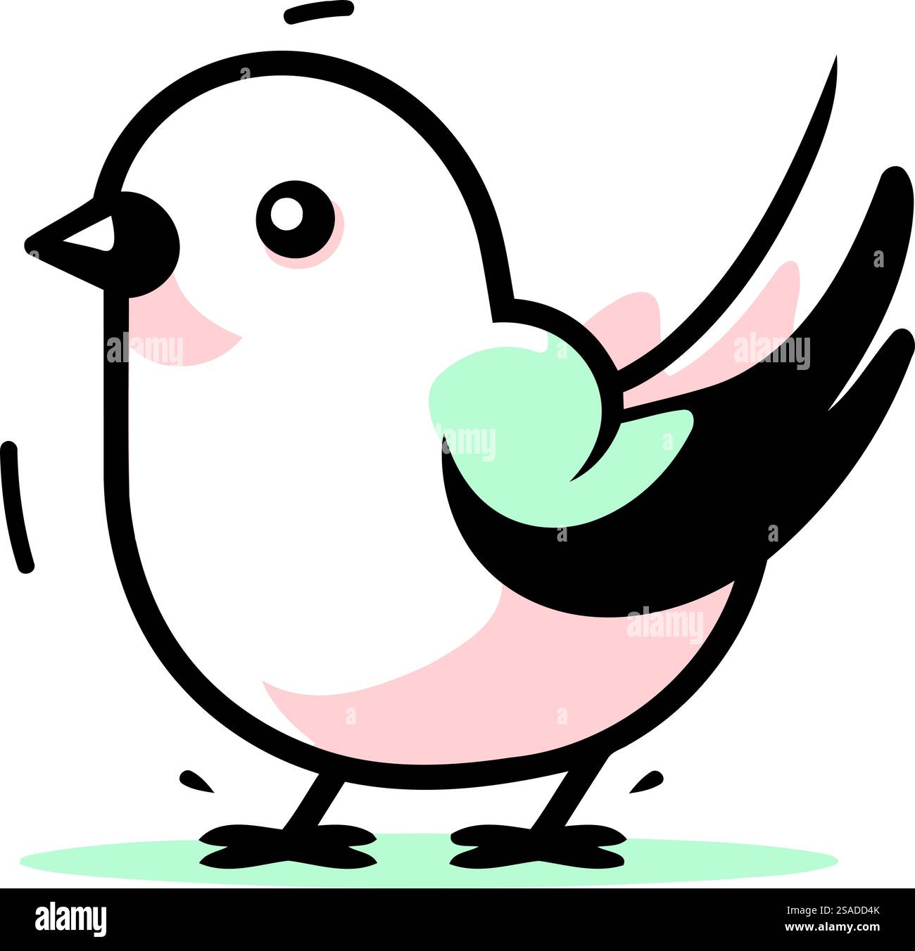 Vector illustration of a cute little bird isolated on white background ...