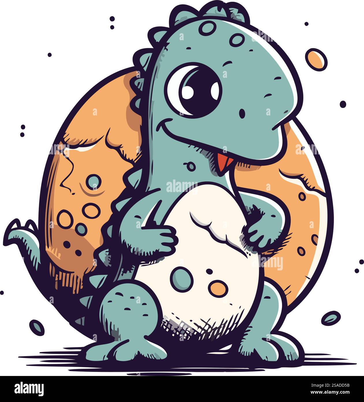 Cute little dinosaur with egg. Vector illustration. Cartoon style Stock ...