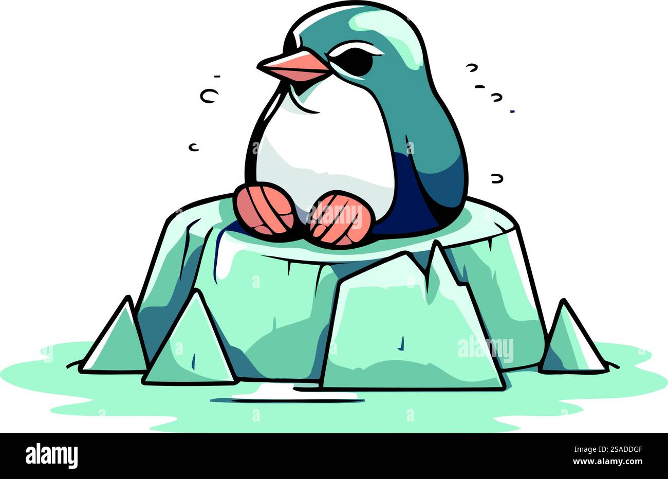 Cute penguin sitting on an ice floe. Vector illustration Stock Vector ...