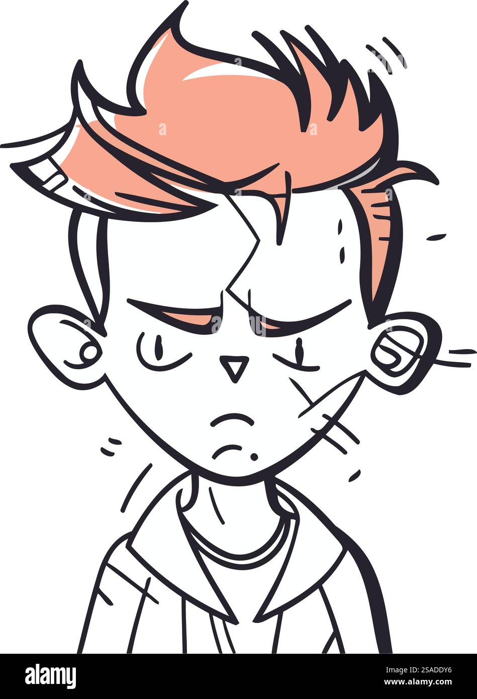 Vector illustration of a man with a headache. Hand drawn cartoon style ...