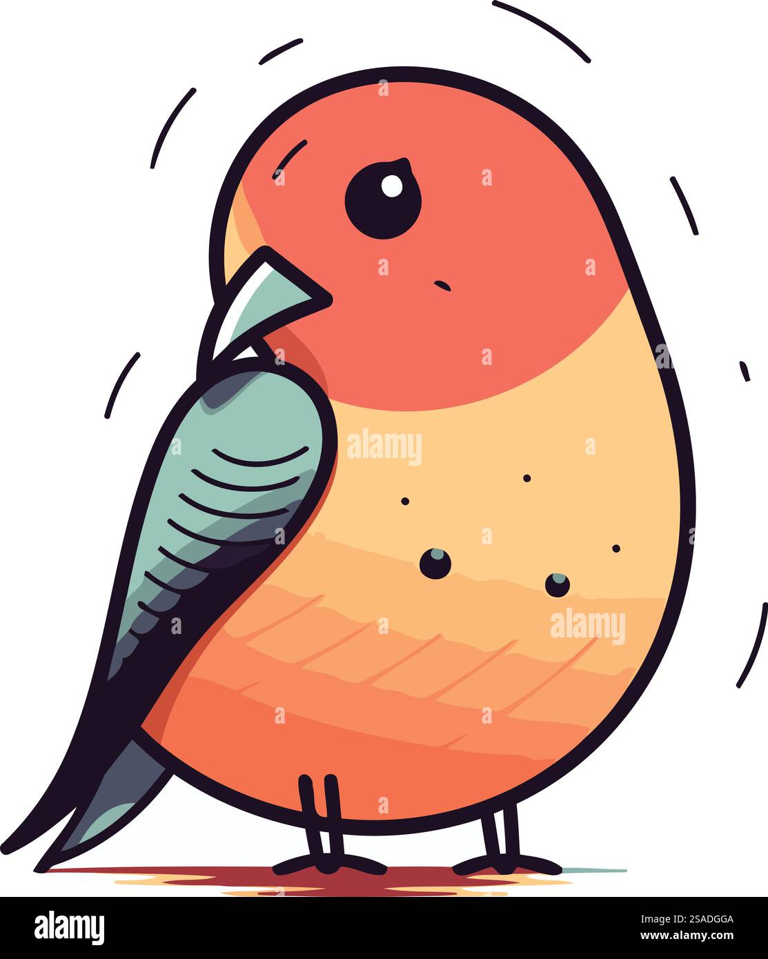 Vector illustration of cute little bird on white background. Flat style ...