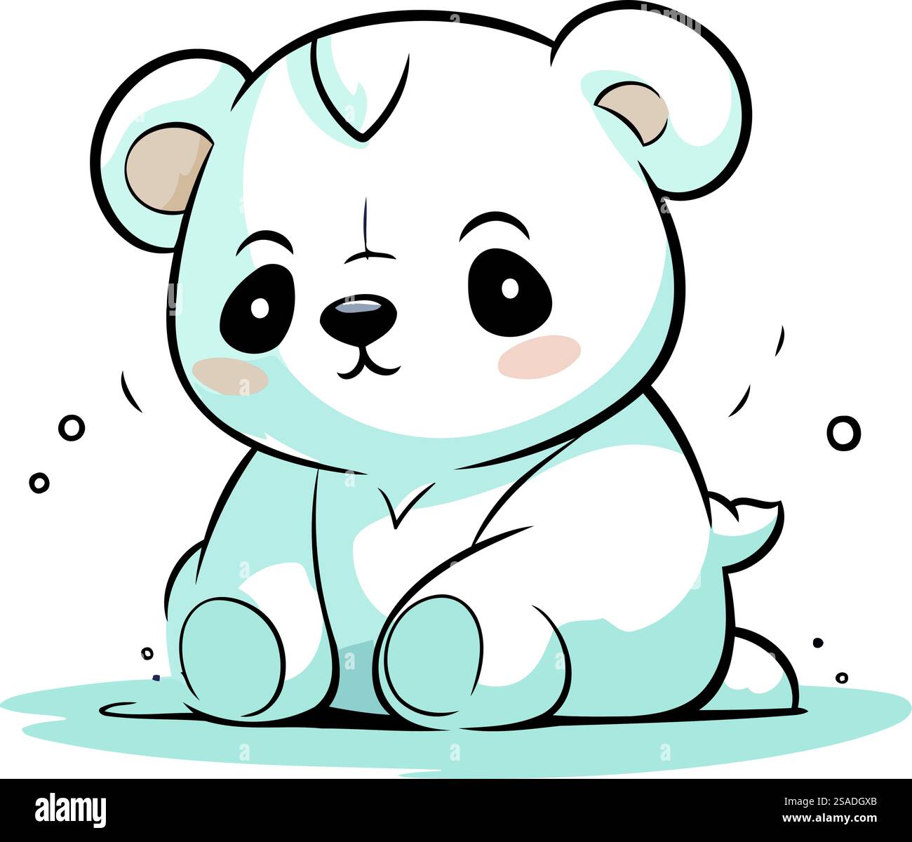 Cute cartoon white bear sitting on the ground. Vector illustration ...