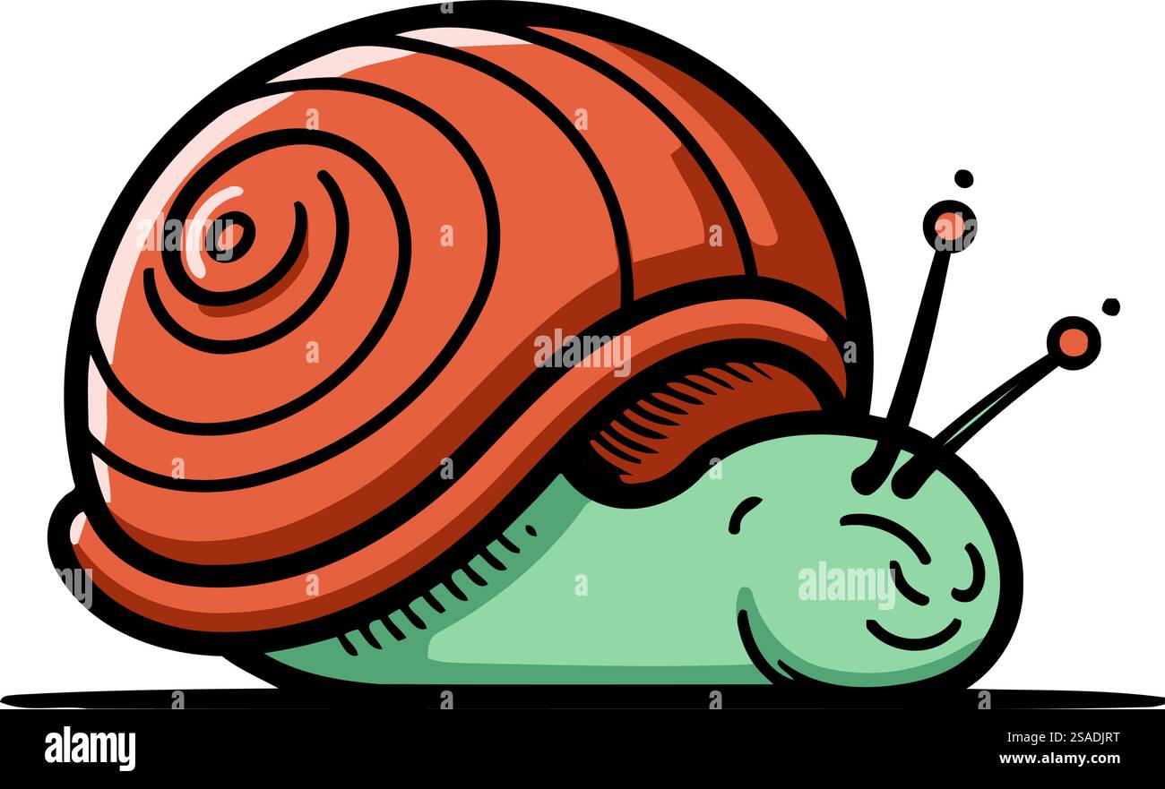Cute cartoon snail. Vector illustration. Isolated on white background ...