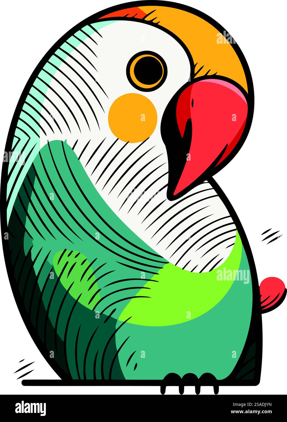 Cute parrot isolated on white background. Hand drawn vector ...