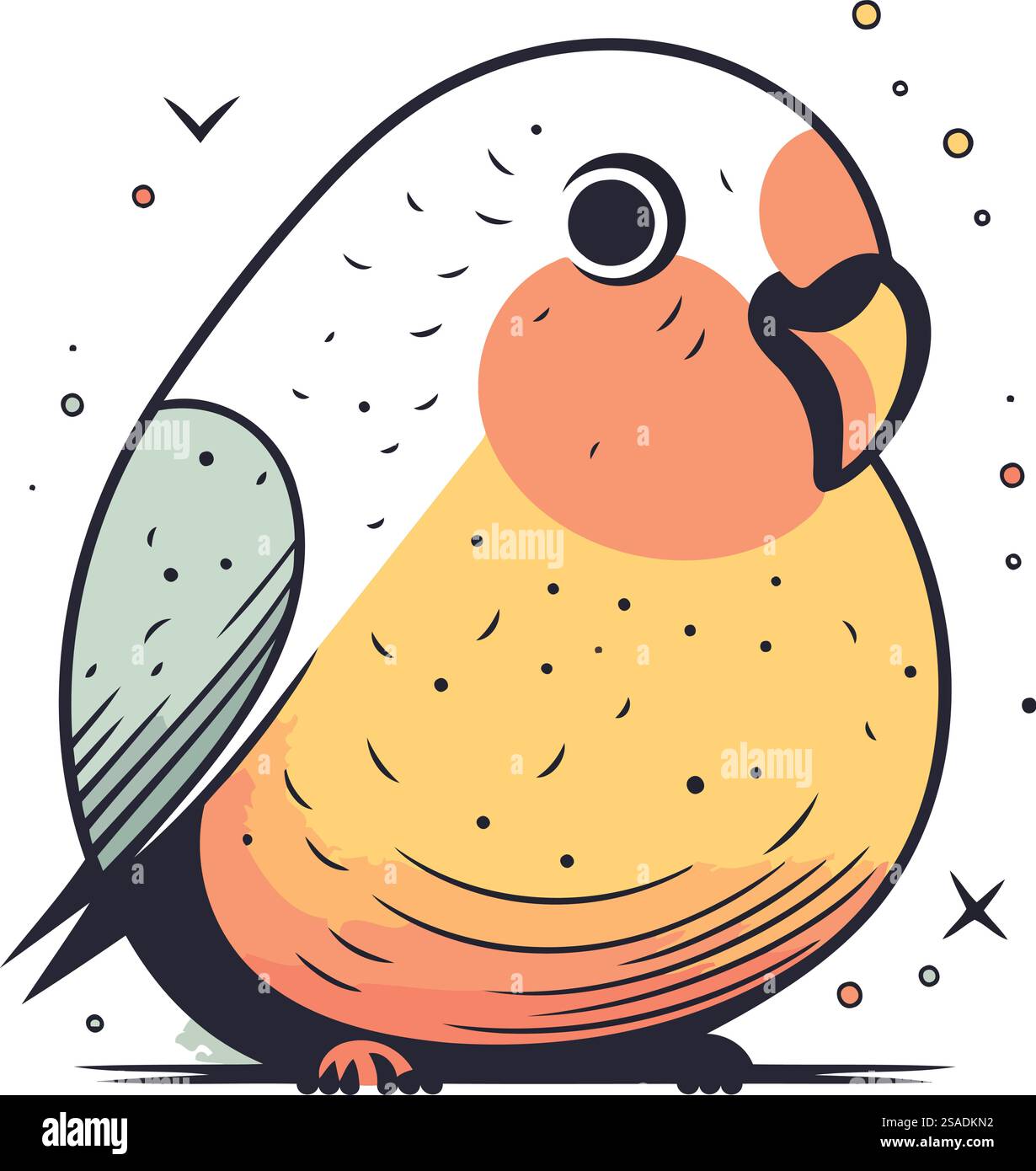 Cute parrot. Hand drawn vector illustration in cartoon style Stock ...
