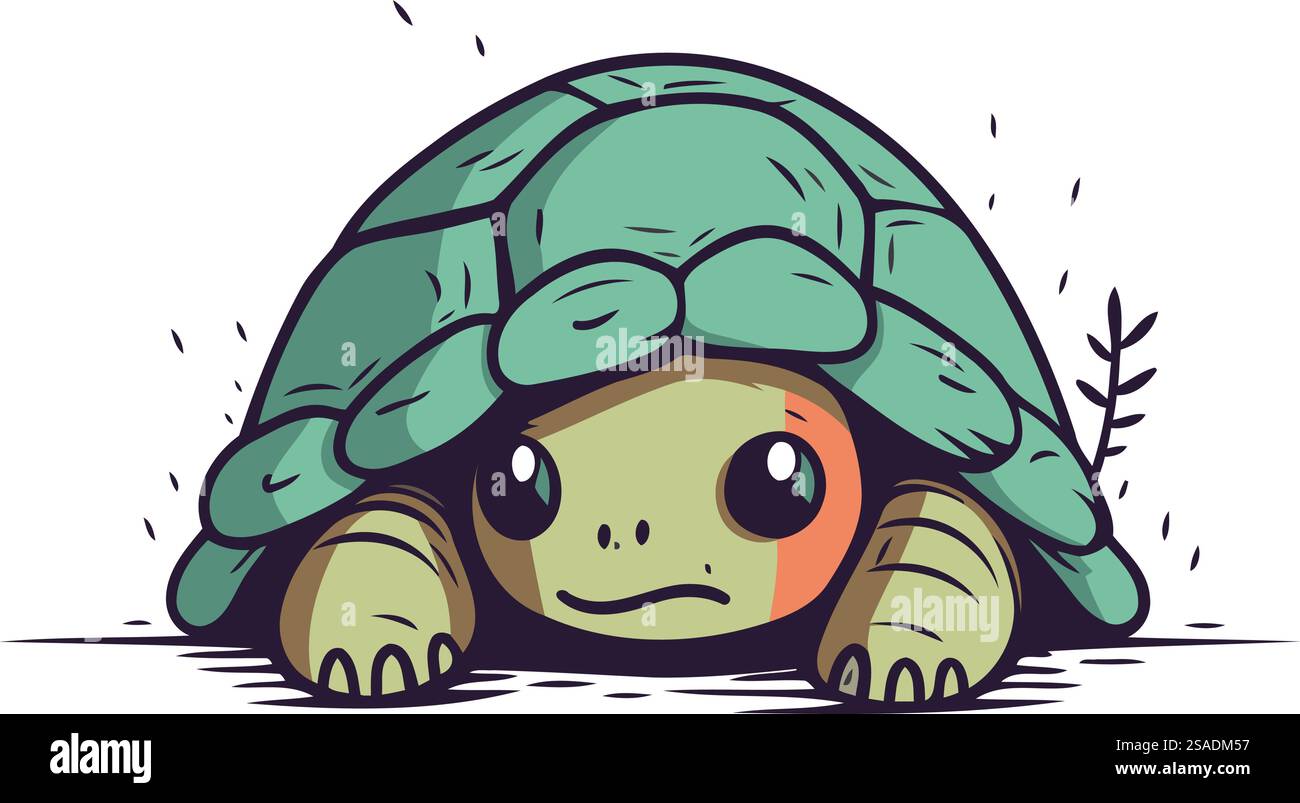Cute cartoon turtle. Vector illustration isolated on a white background ...