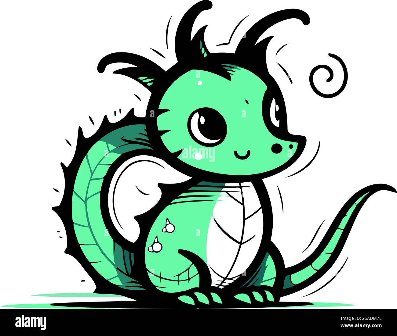 Illustration of a cute cartoon dragon isolated on a white background ...