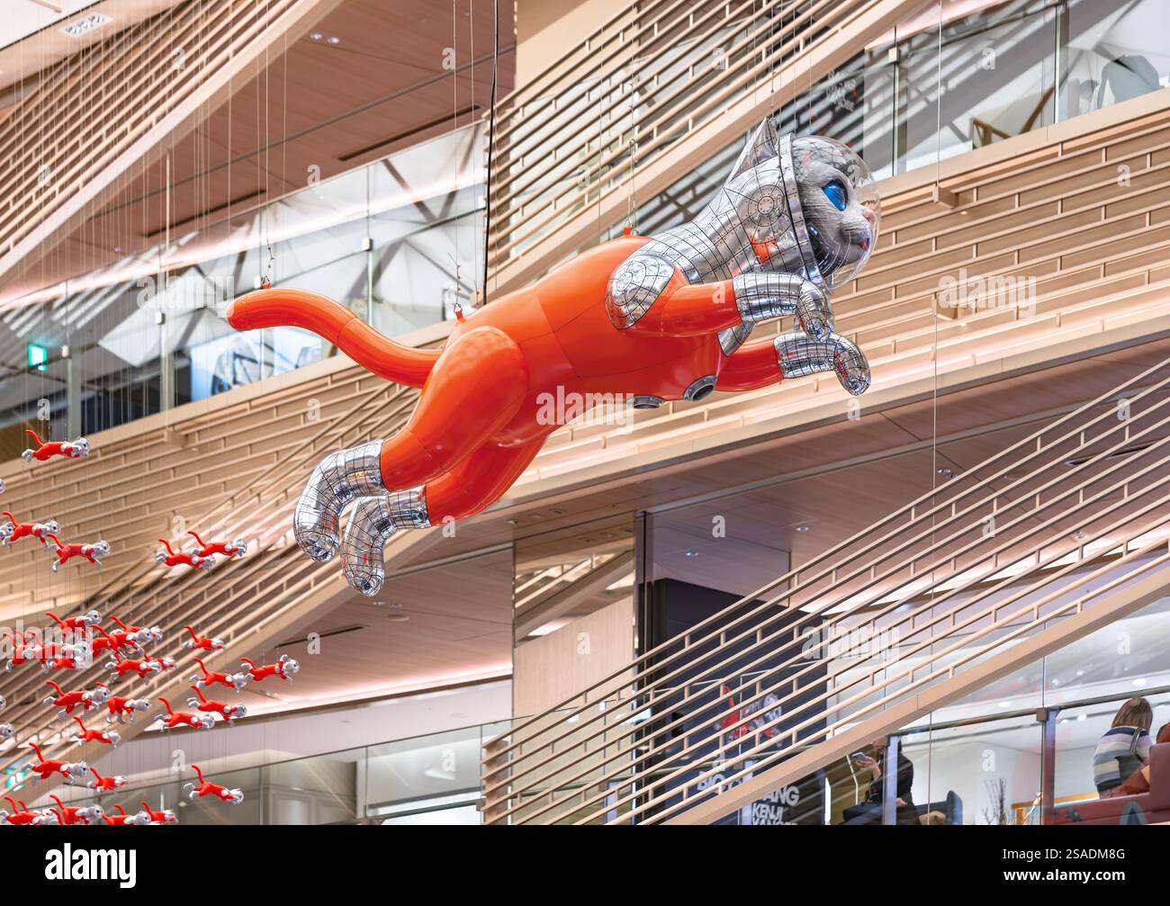 ginza, tokyo - may 14 2024: Striking inflatable sculpture 'Big Cat Bang ...