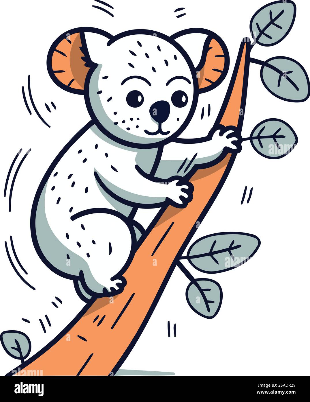 Cute koala sitting on a tree branch. Vector illustration Stock Vector ...