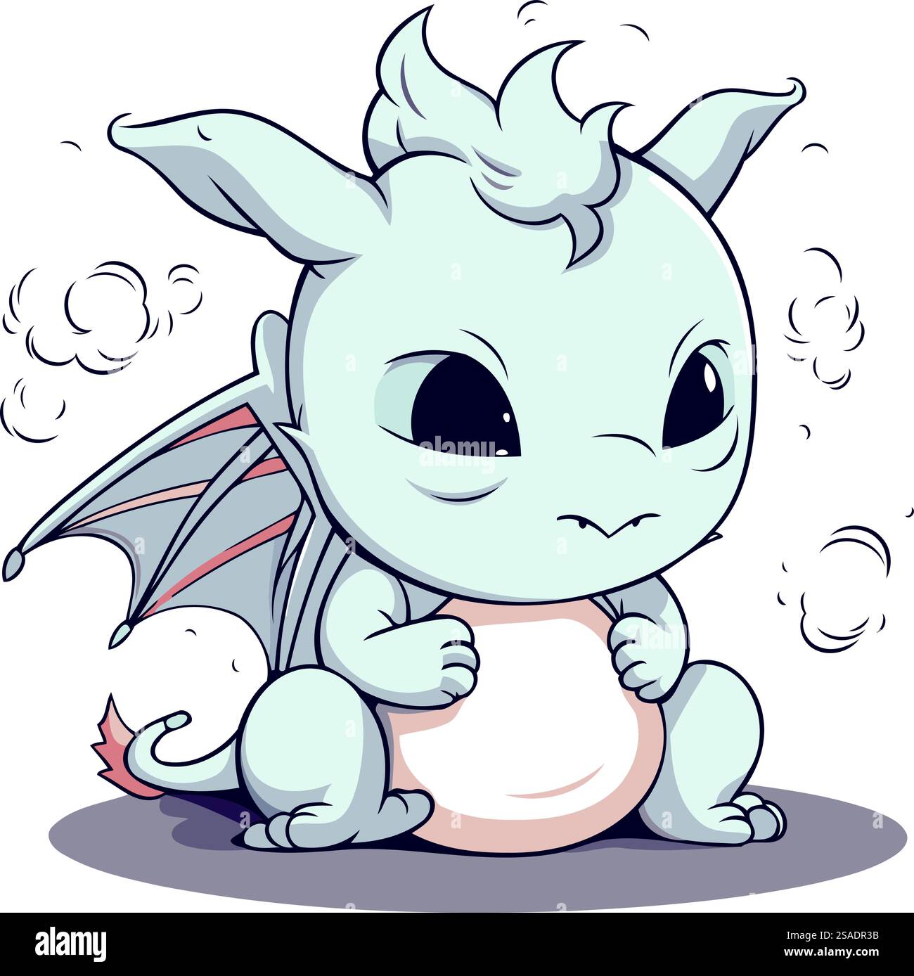 Cute cartoon baby dragon isolated on white background. Vector ...