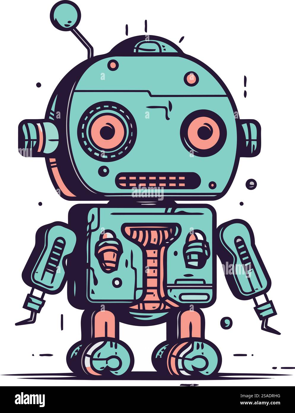 Cute retro robot. Vector illustration. Robot in flat style Stock Vector ...