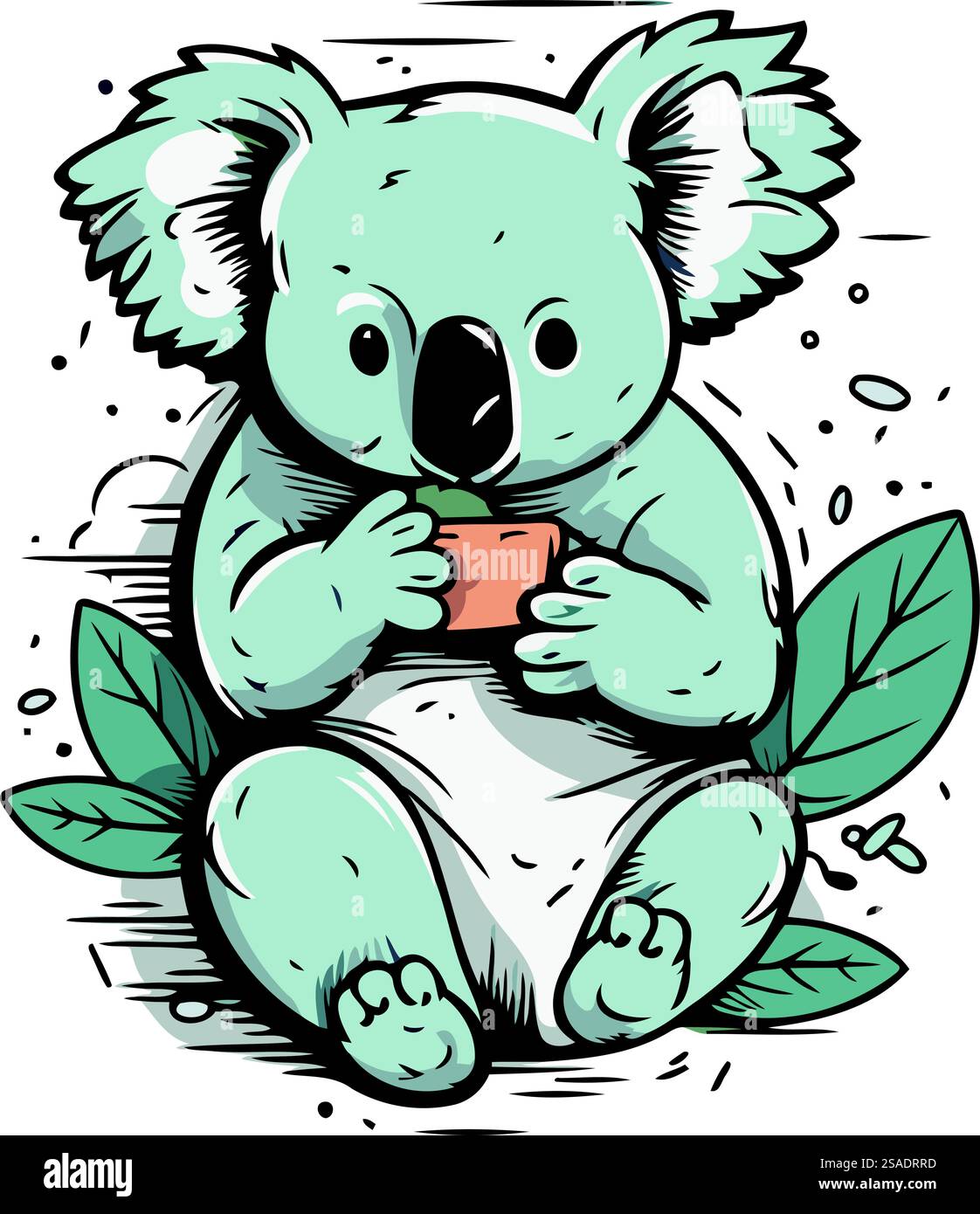 Cute cartoon koala bear with a cup of tea. Vector illustration Stock ...