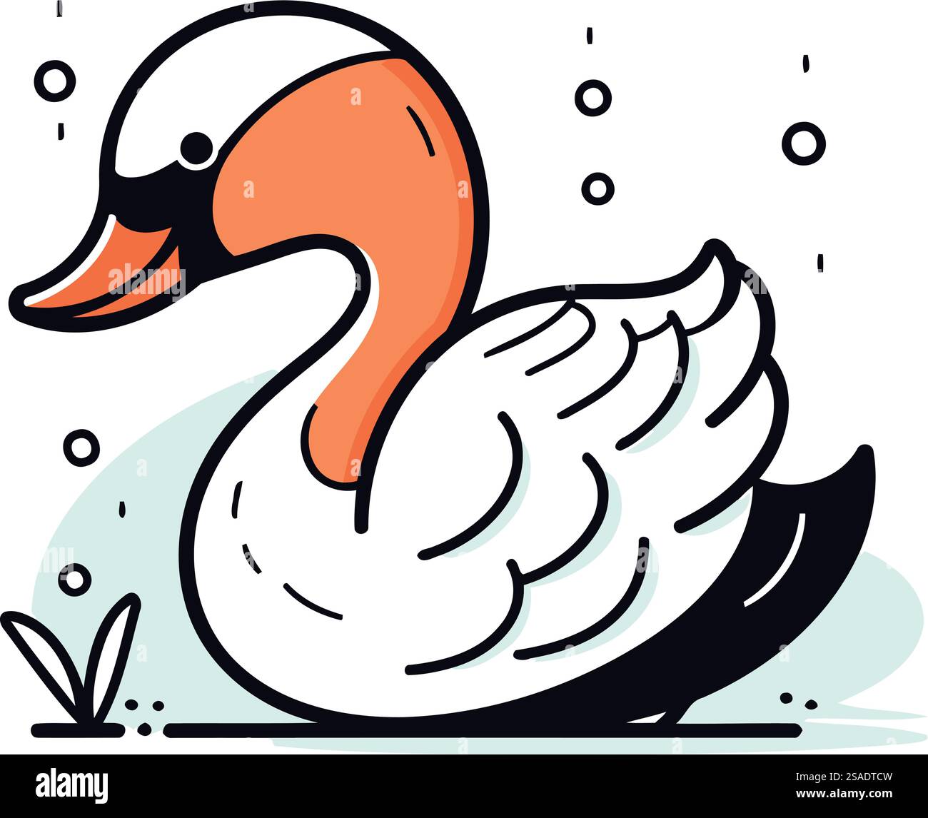 Swan swimming in the water. Vector illustration in cartoon style Stock ...
