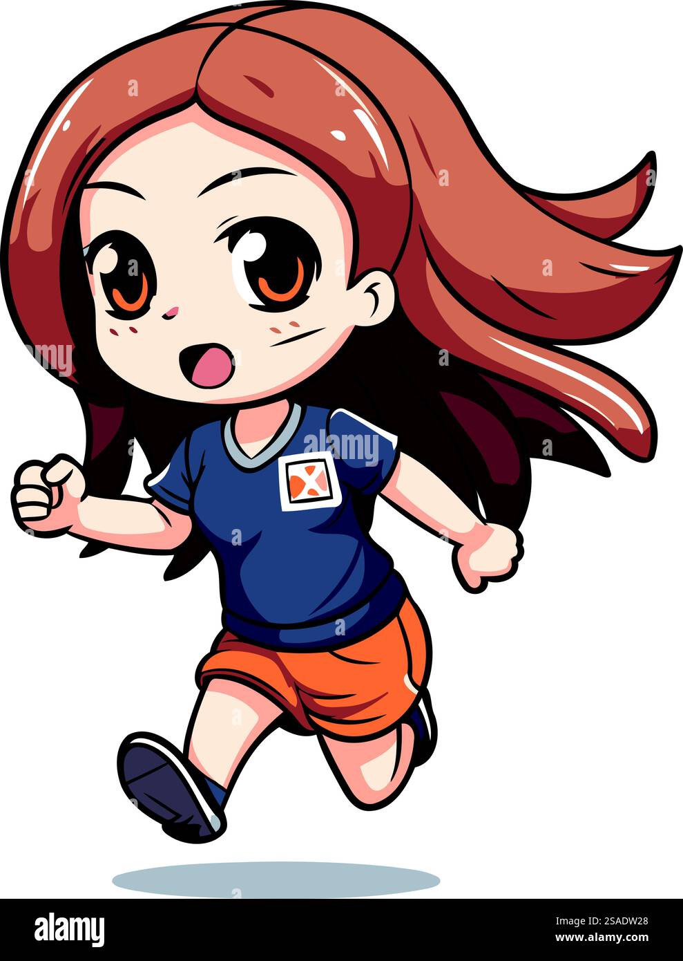 Vector illustration of a cute little girl running. Isolated on white ...