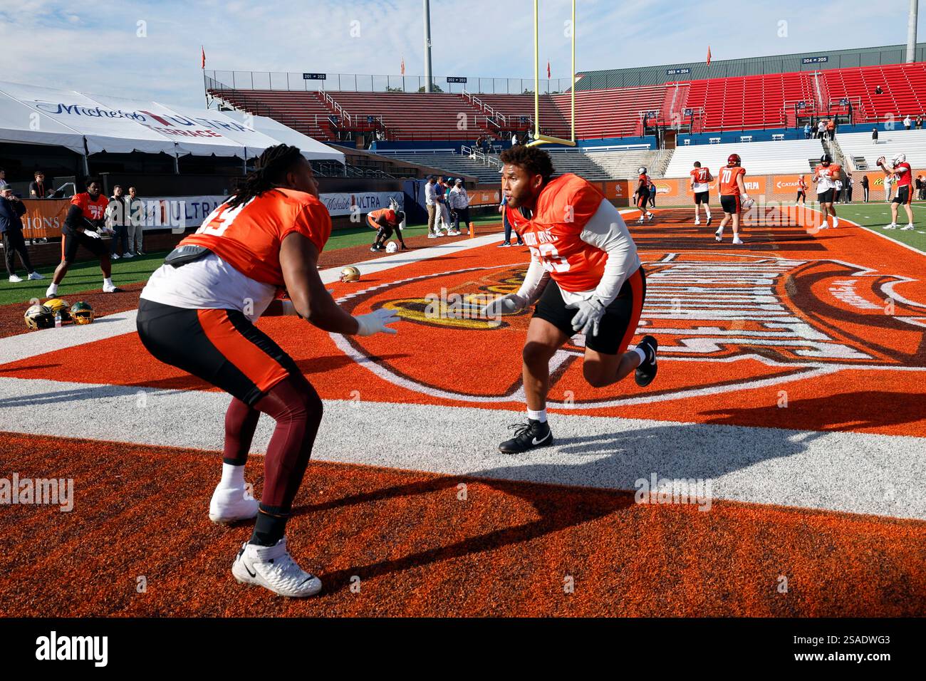 National team offensive lineman Aireontae Ersery of Minnesota (69) and