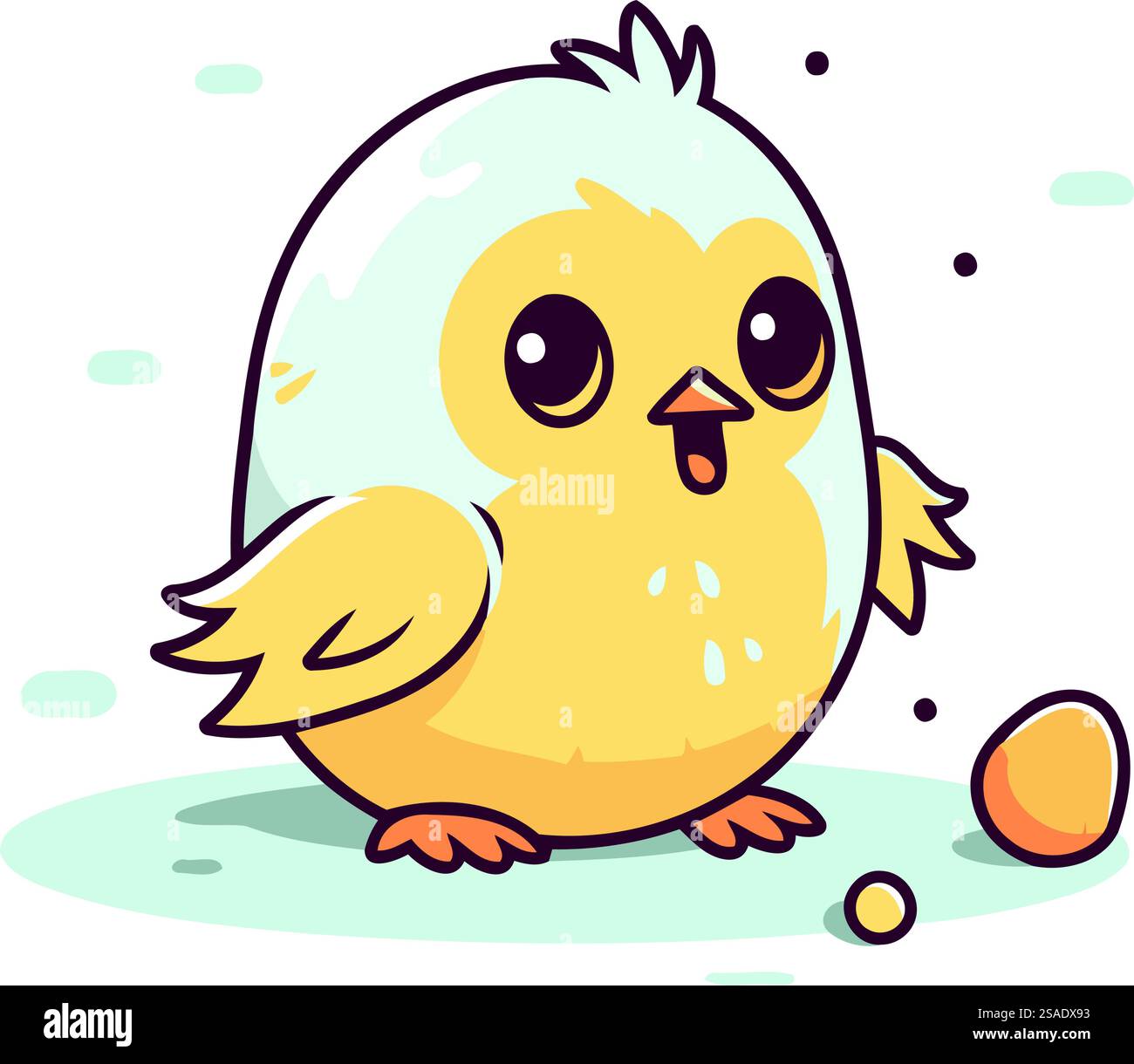 Cute little chick with egg. Vector illustration in cartoon style Stock ...