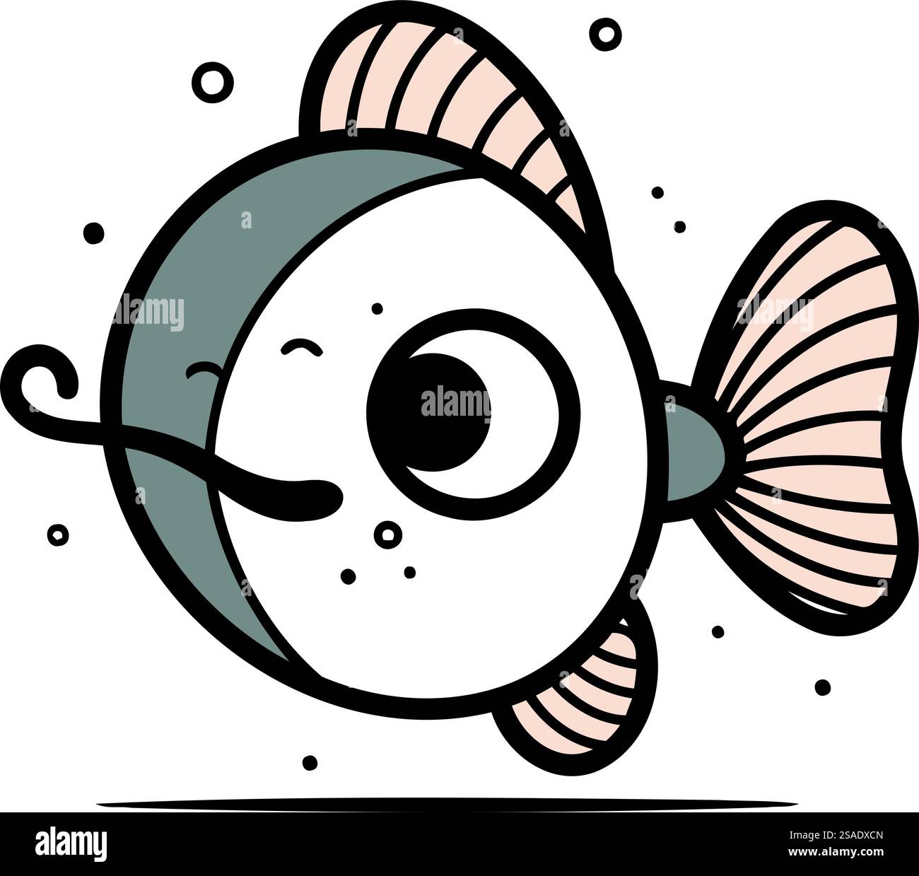 Cute cartoon fish in doodle style. Vector illustration Stock Vector ...