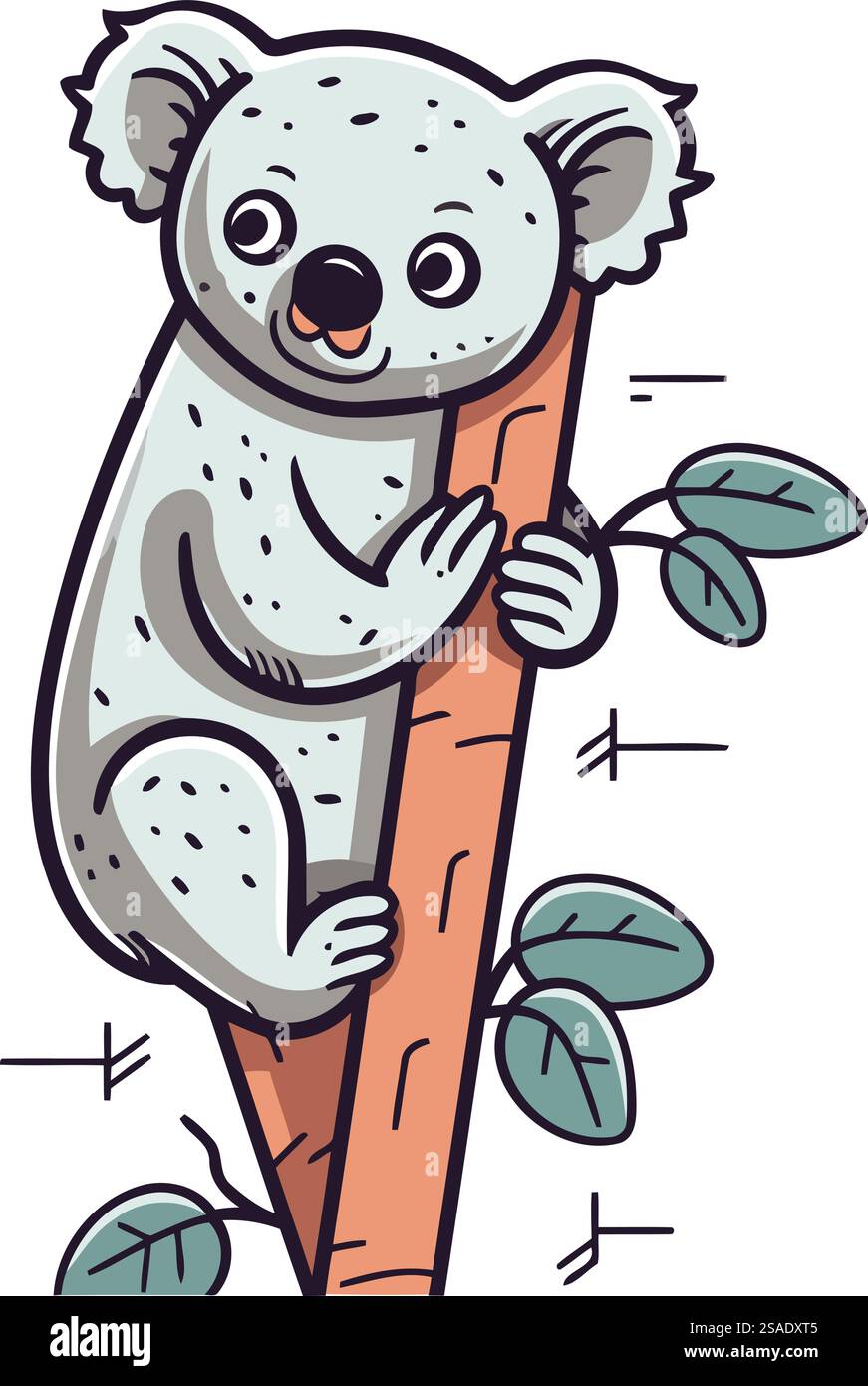Cute koala sitting on a tree branch. Vector illustration Stock Vector ...