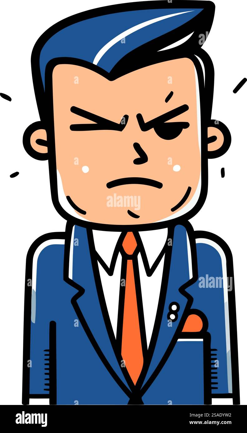 Angry man in business suit. Vector illustration in cartoon style Stock ...