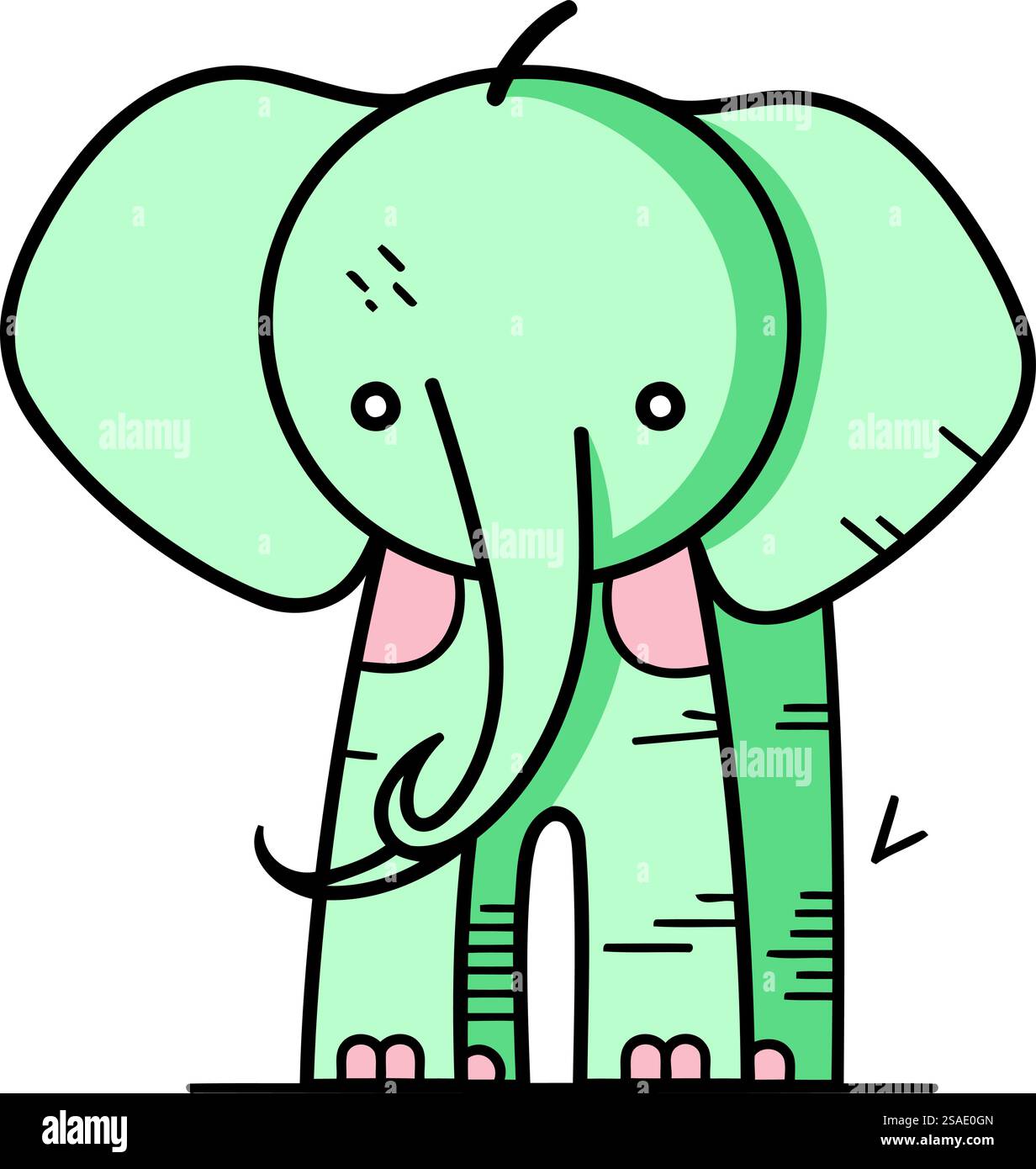 Vector illustration of a cute cartoon elephant. Isolated on white ...