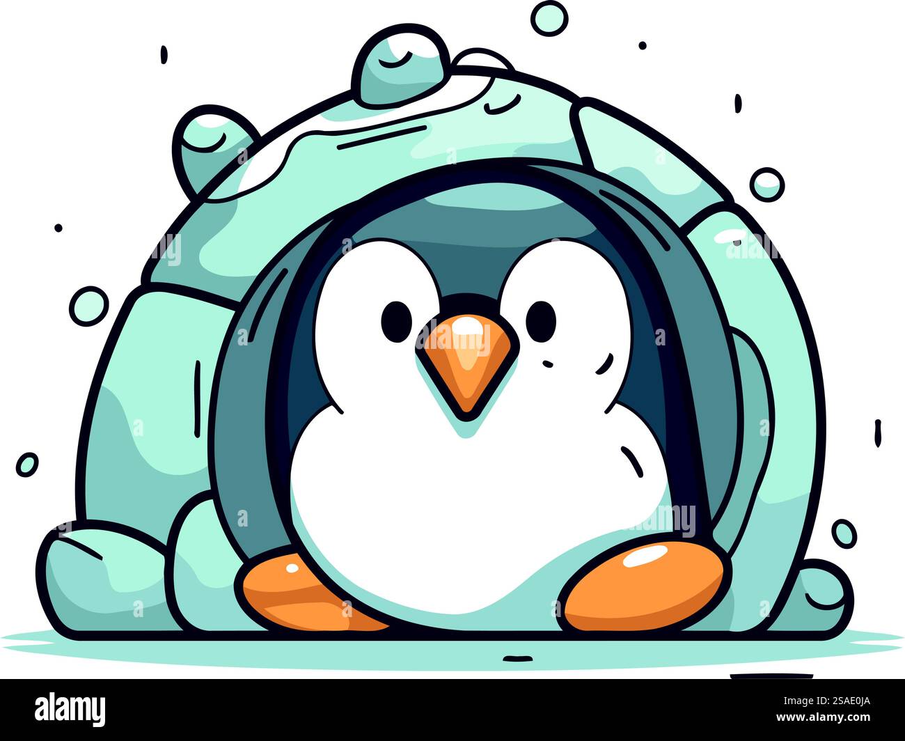 Cute penguin in an ice cube. Vector illustration in cartoon style Stock ...