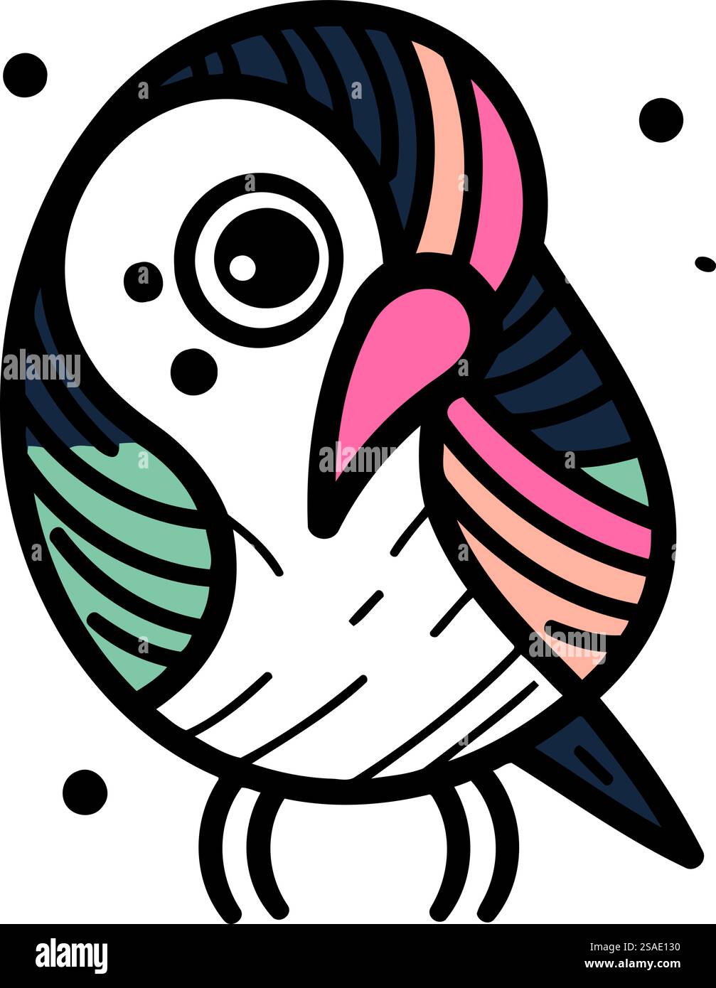 Cute hand drawn vector illustration of a cute cartoon parrot Stock ...