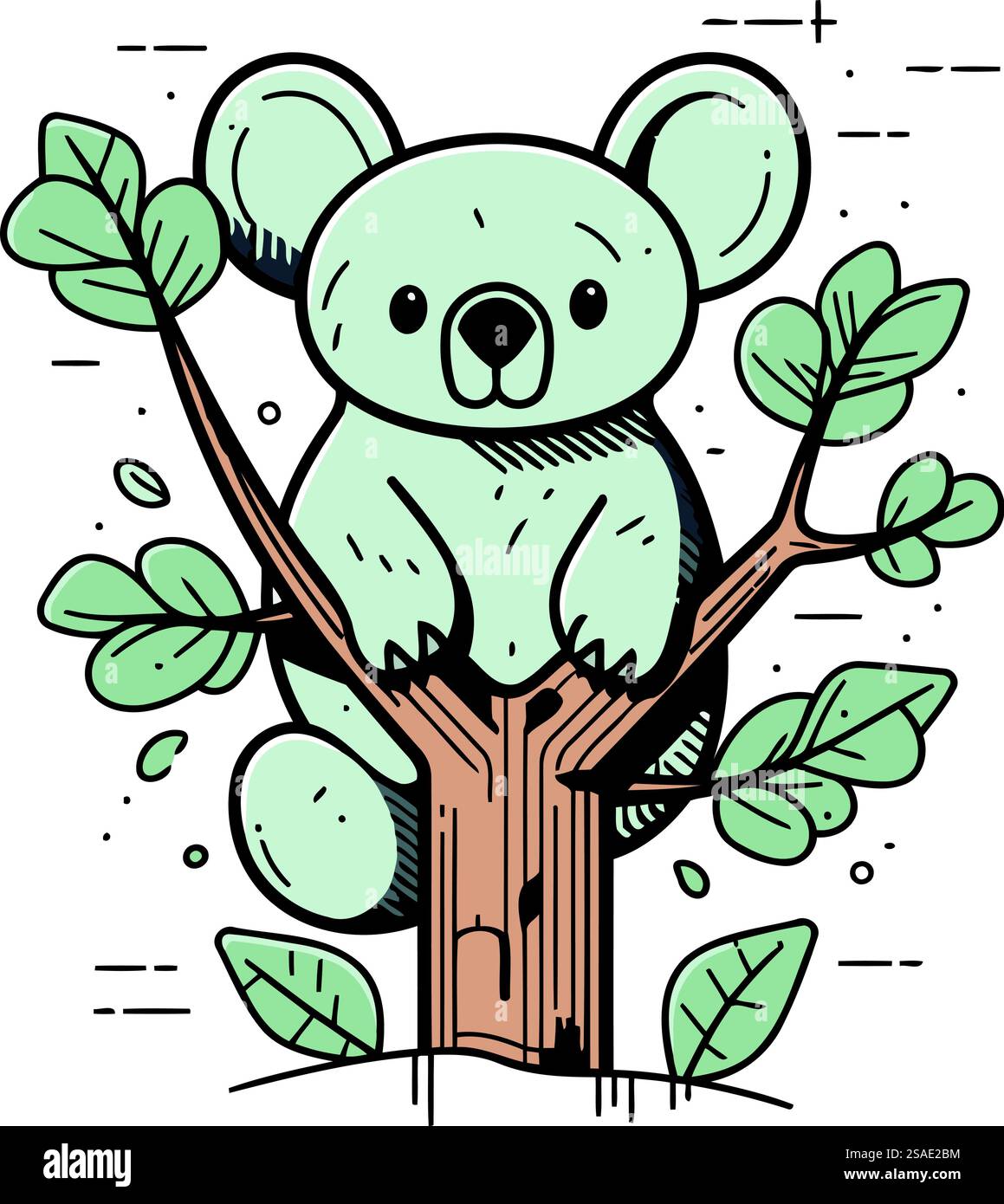Cute koala sitting on a tree. Vector illustration in cartoon style ...