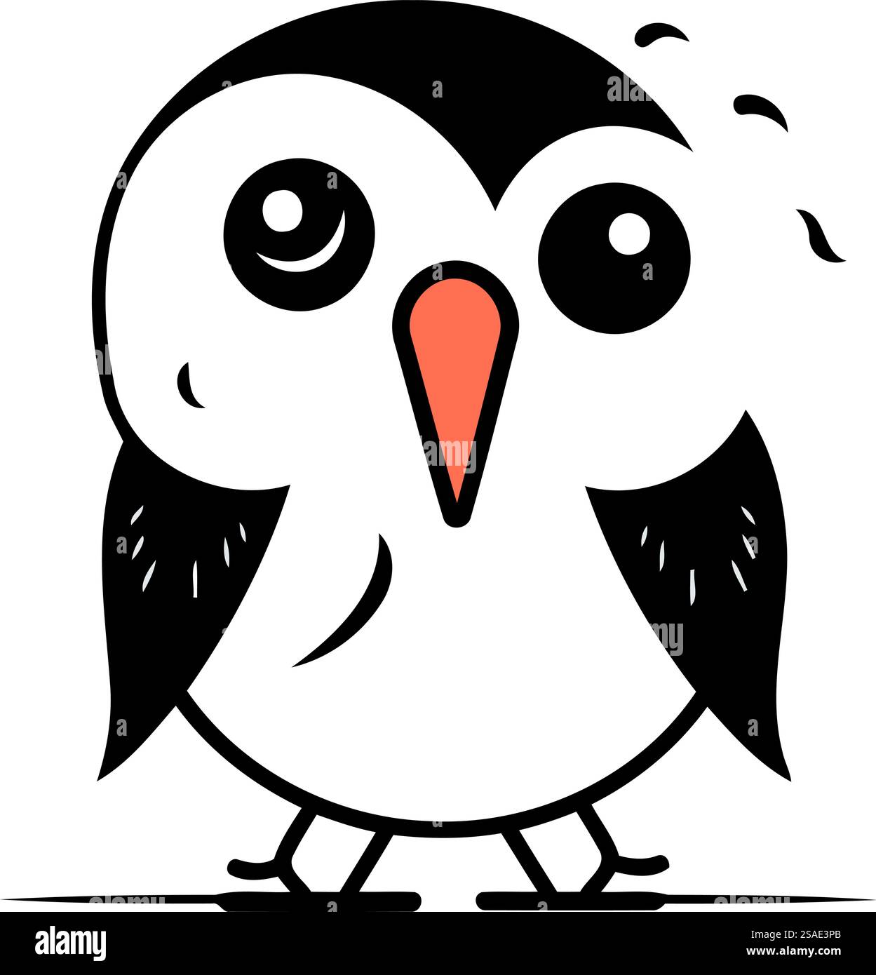 Cute cartoon penguin. Hand drawn vector illustration isolated on white ...