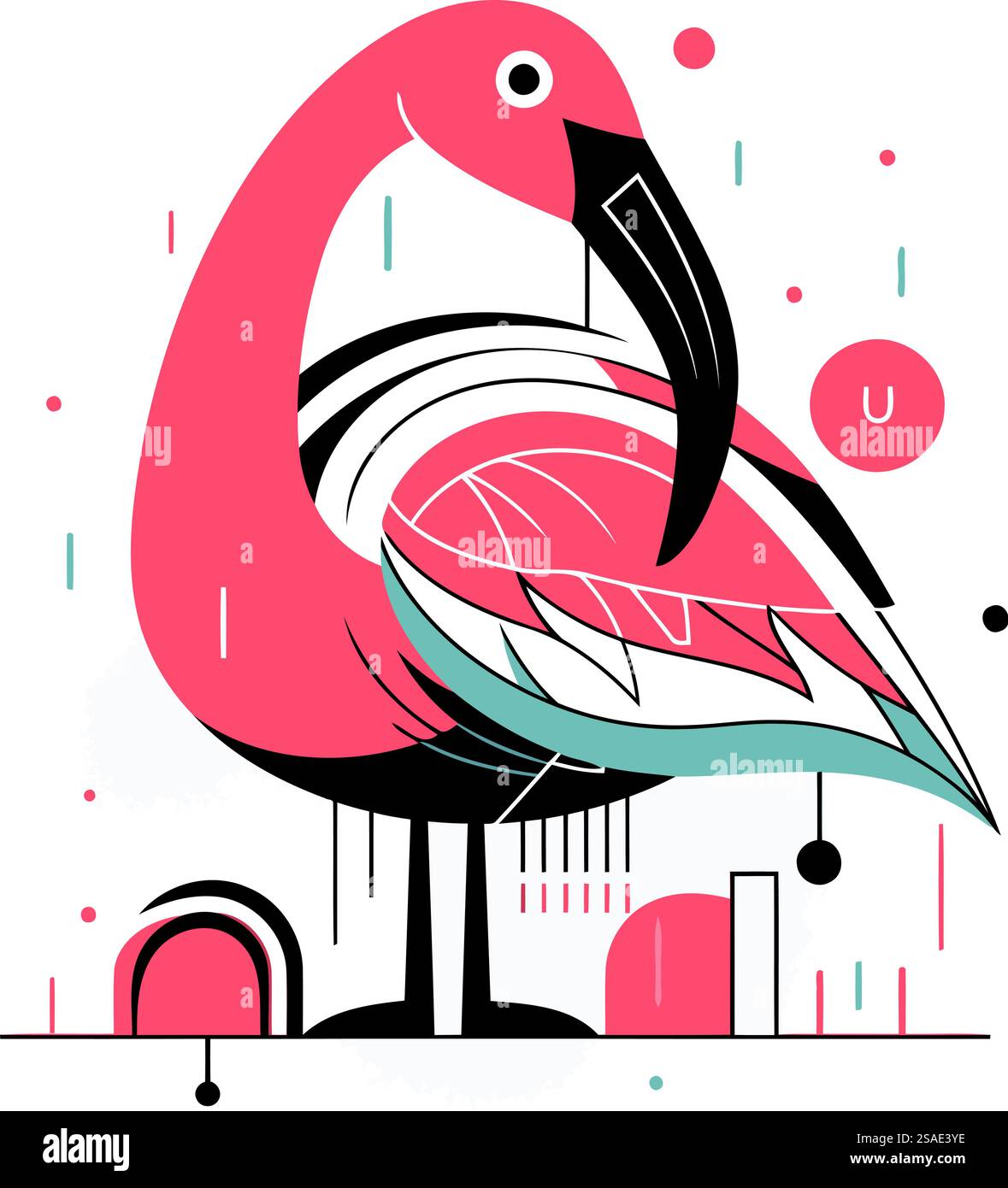 Flamingo in the city. Vector illustration in flat style Stock Vector ...
