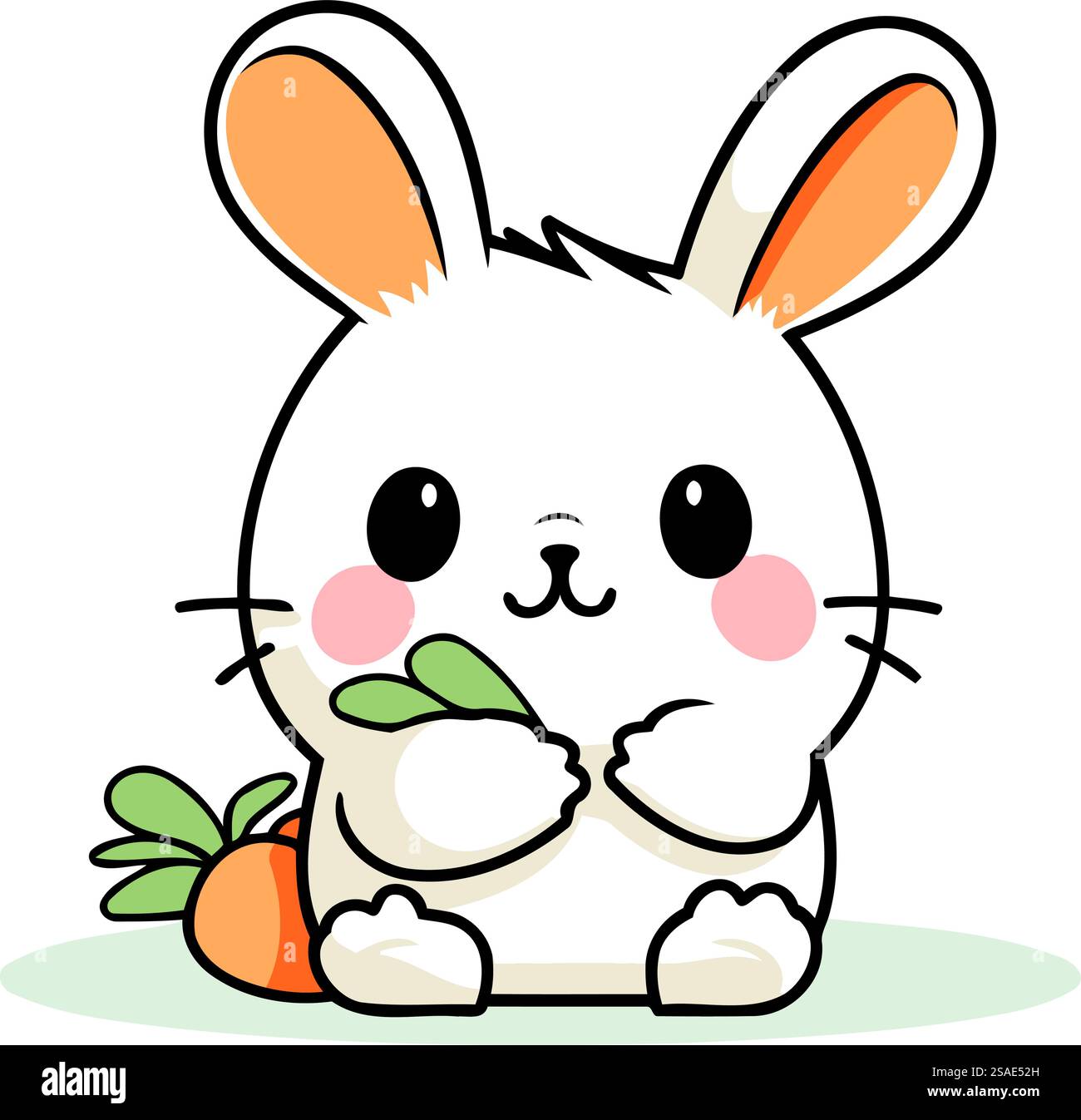 Rabbit with carrot. Vector illustration of a cute cartoon character ...