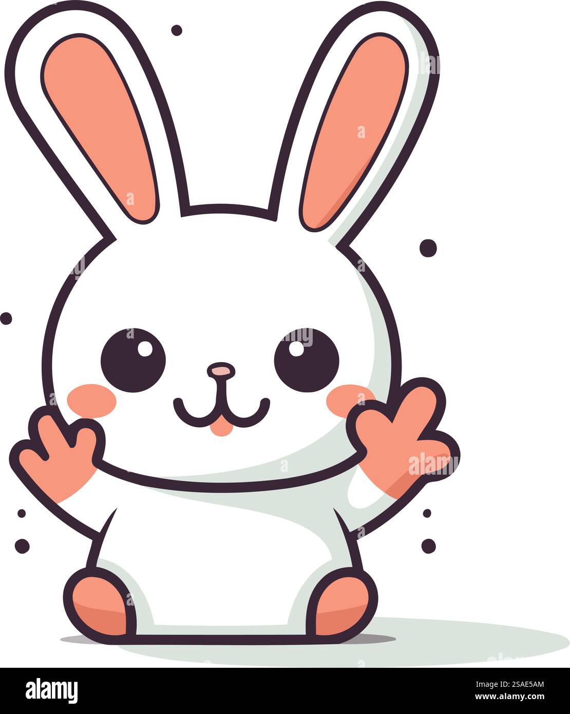Cute white rabbit. Vector flat cartoon character illustration. Isolated ...