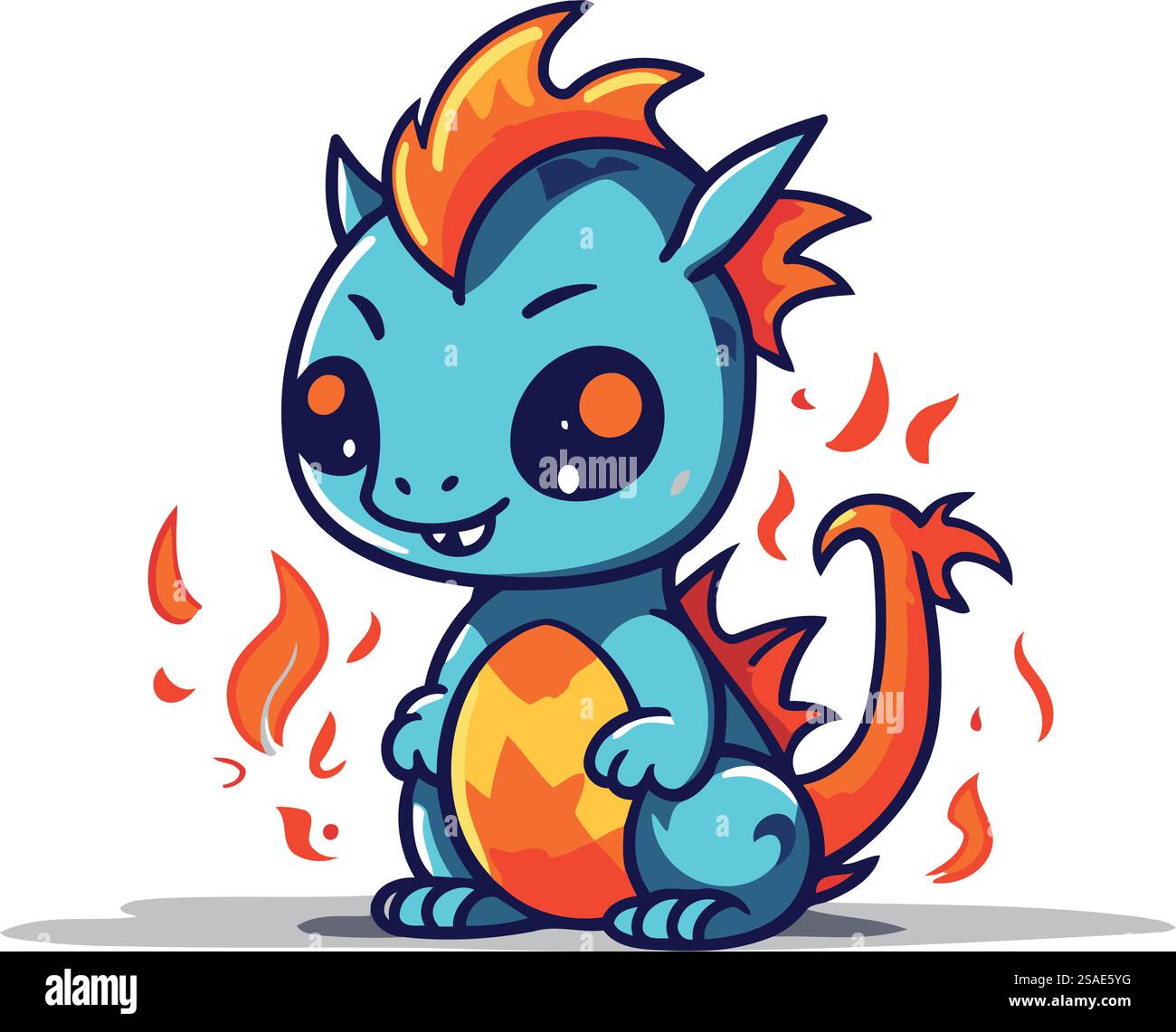 Cartoon dragon with egg. Vector illustration of a cute dragon Stock ...