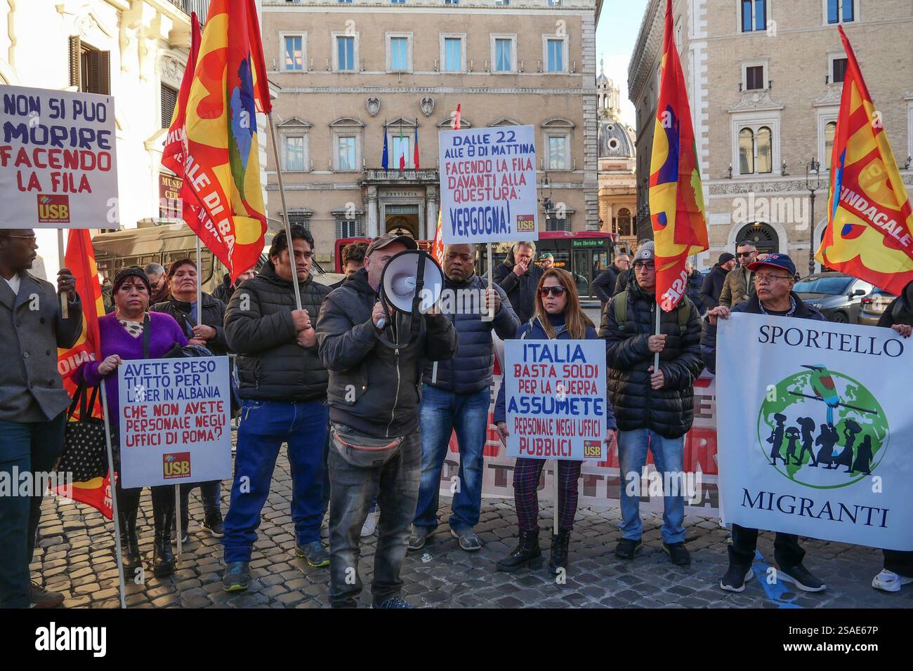 De Jan Rome Rome, . 29th Jan, 2025. 01/29/2025 Rome, a picket of the Unione ...