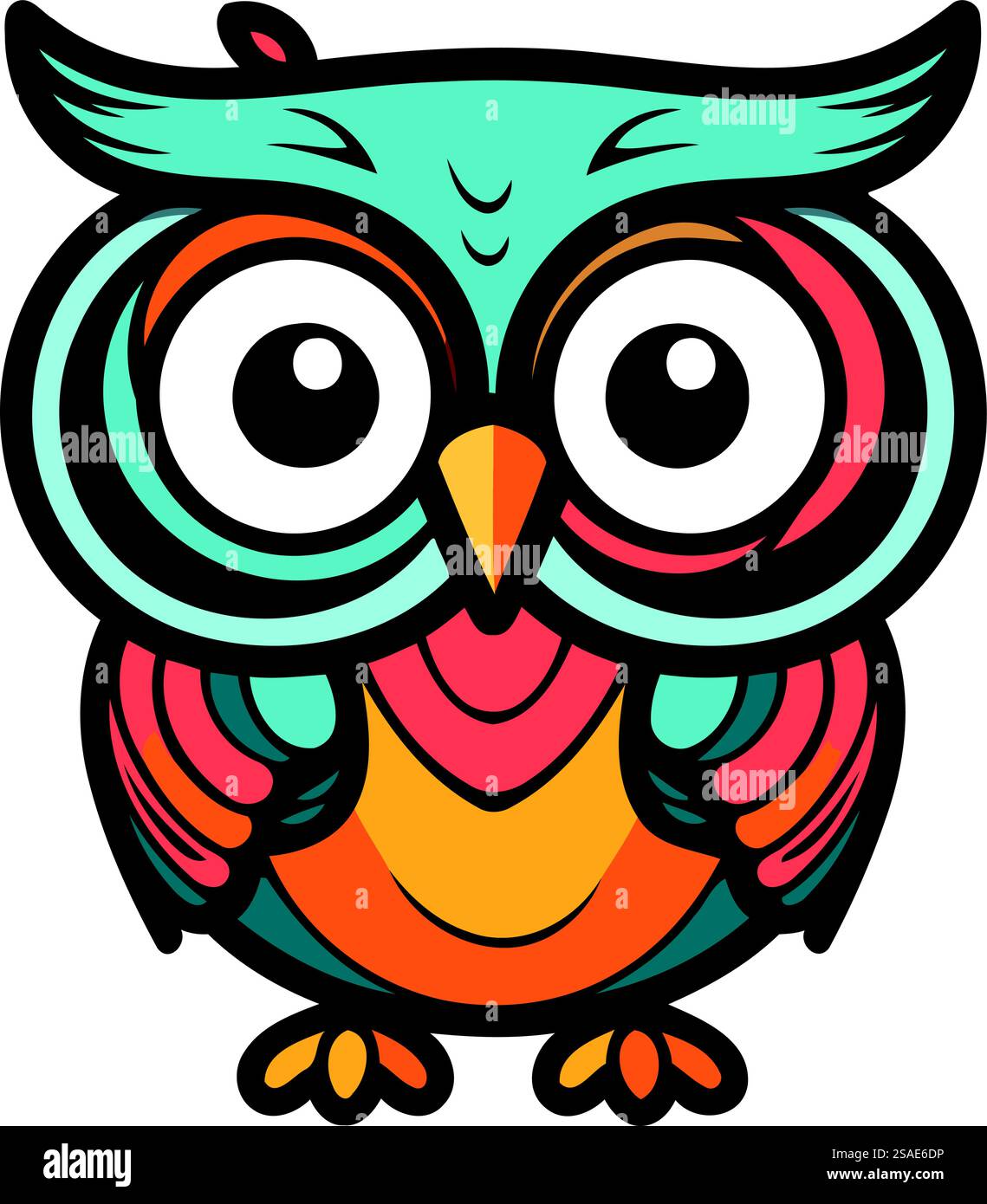 Cute cartoon owl. Vector illustration isolated on a white background ...