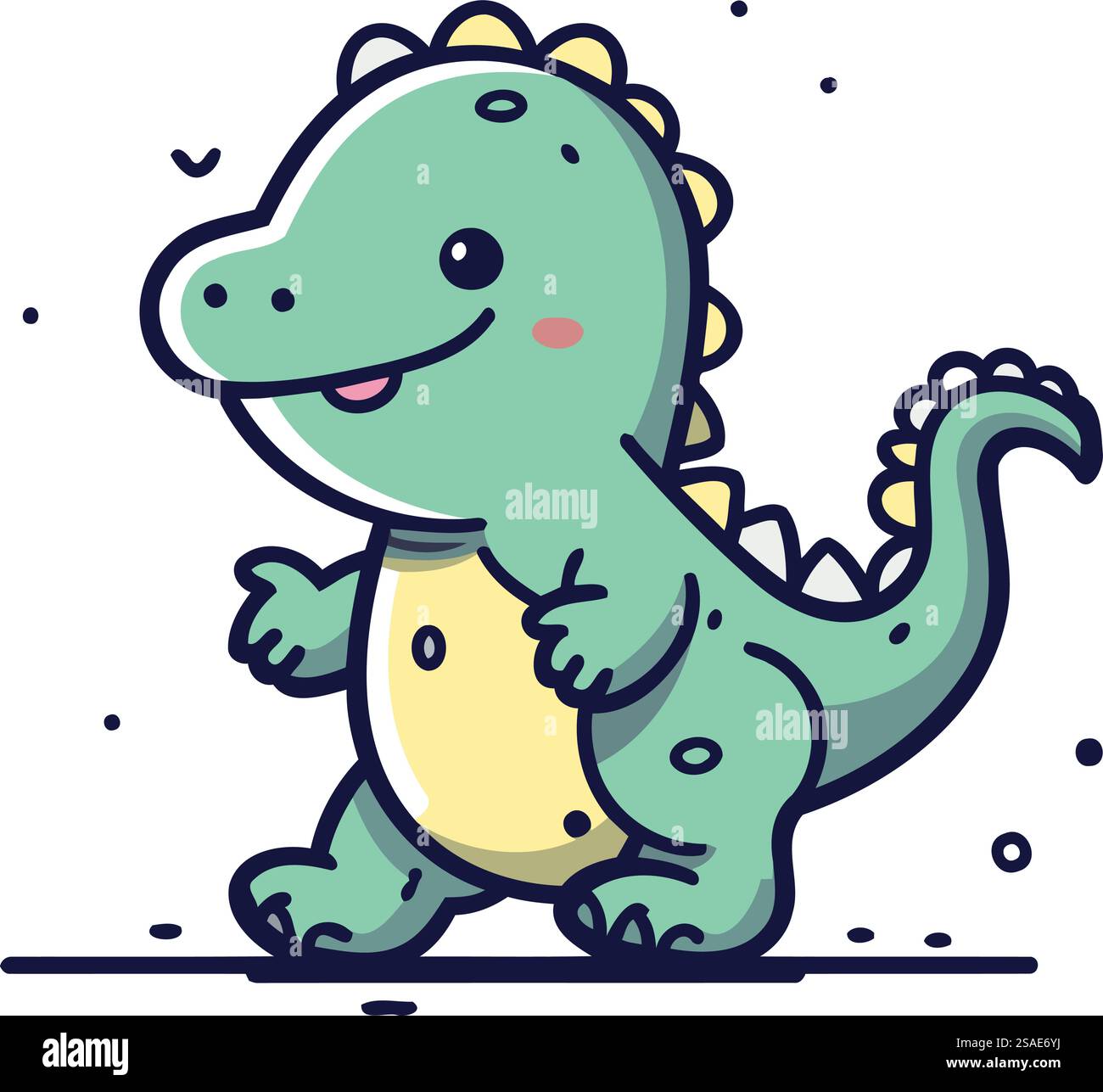 Cute cartoon dinosaur. Vector illustration isolated on a white ...