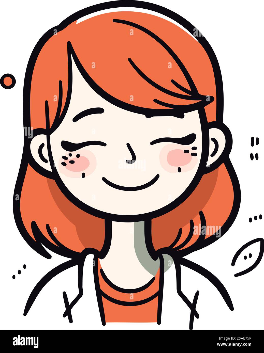 Vector illustration of a cute red haired girl with a smile Stock Vector ...