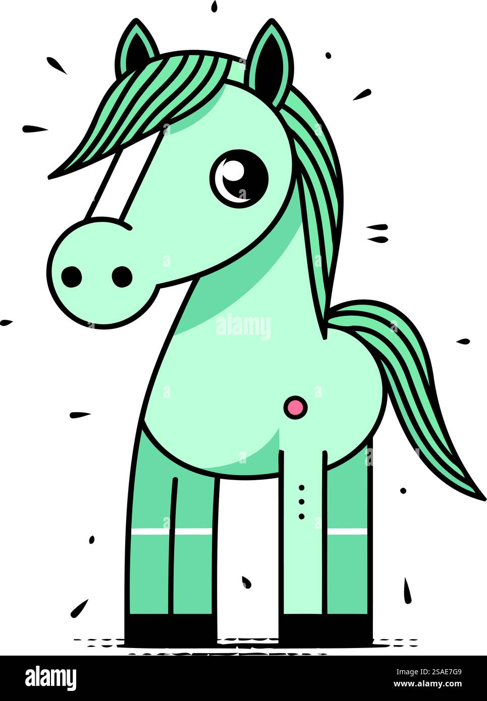 Cute cartoon horse. Vector illustration in flat style. Isolated on ...
