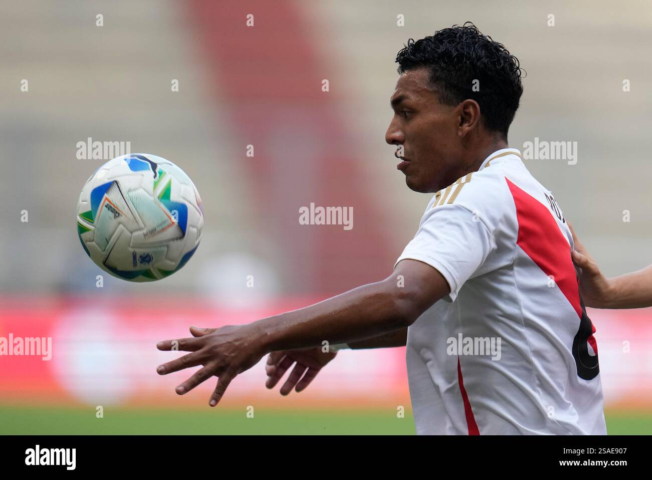 Peru's Alvaro Rojas controls the ball during a South American U-20 ...