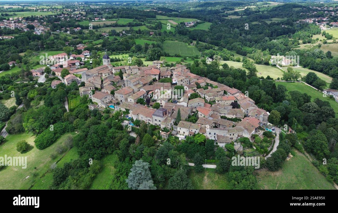 drone photo Medieval city of Pérouges france europe Stock Photo - Alamy